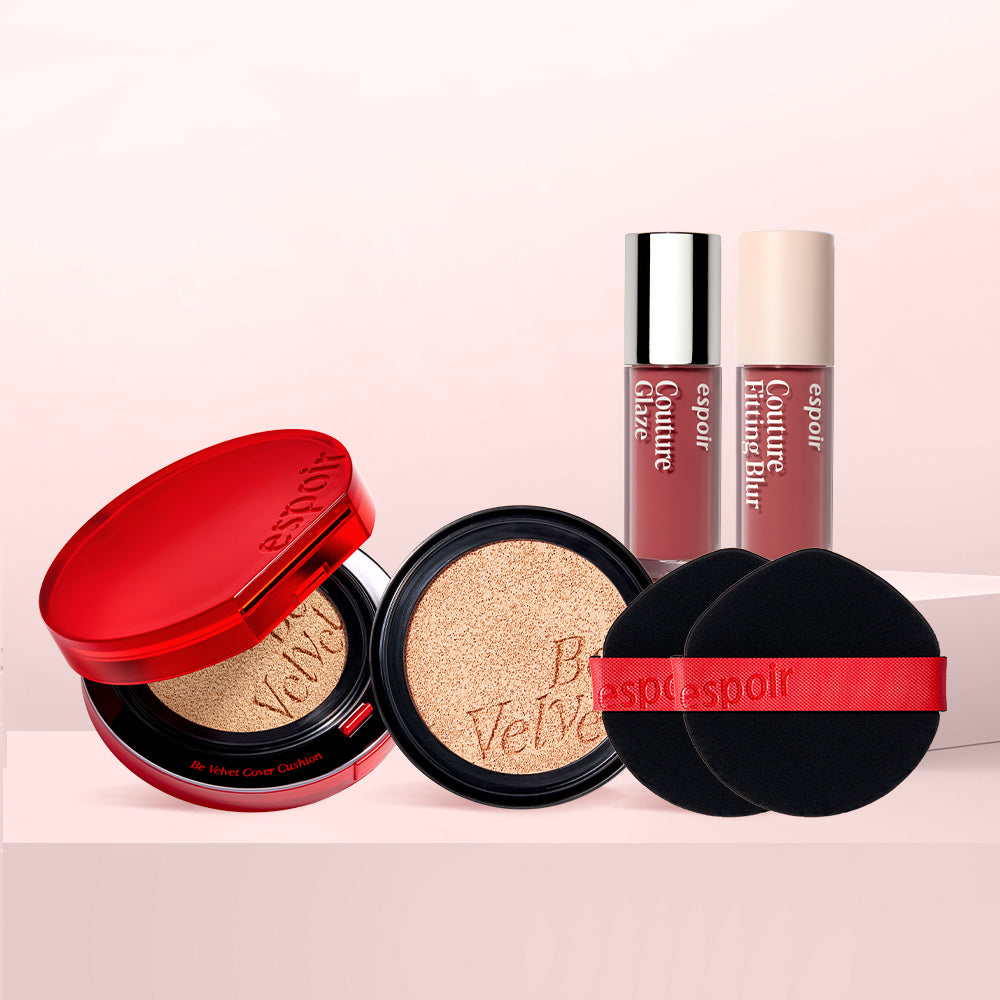 Espoir NEW Bevelvet Cover Cushion SPF42 PA++ 13g x 2 (Main Product + Refill) + (Freebie: Mini Couture Glaze #Ginger Peach & Mini Couture Fitting Blur #Sour Peach)