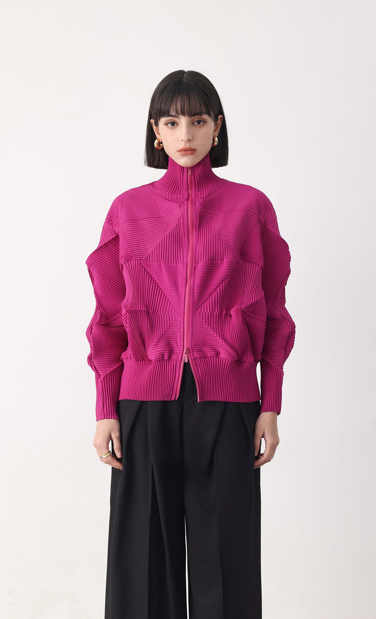 Pleatsmood Twoway Pleats Zip-up Pink
