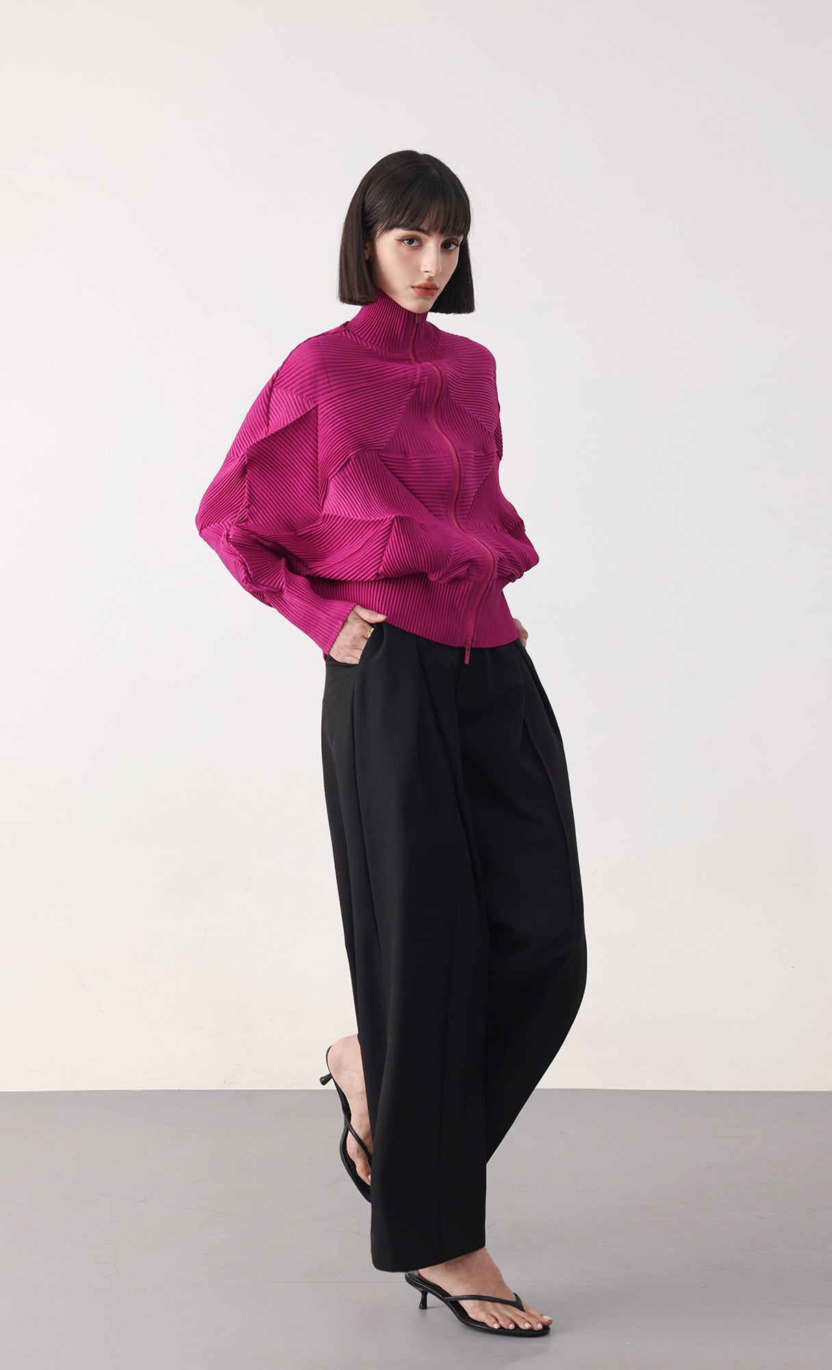 Pleatsmood Twoway Pleats Zip-up Pink
