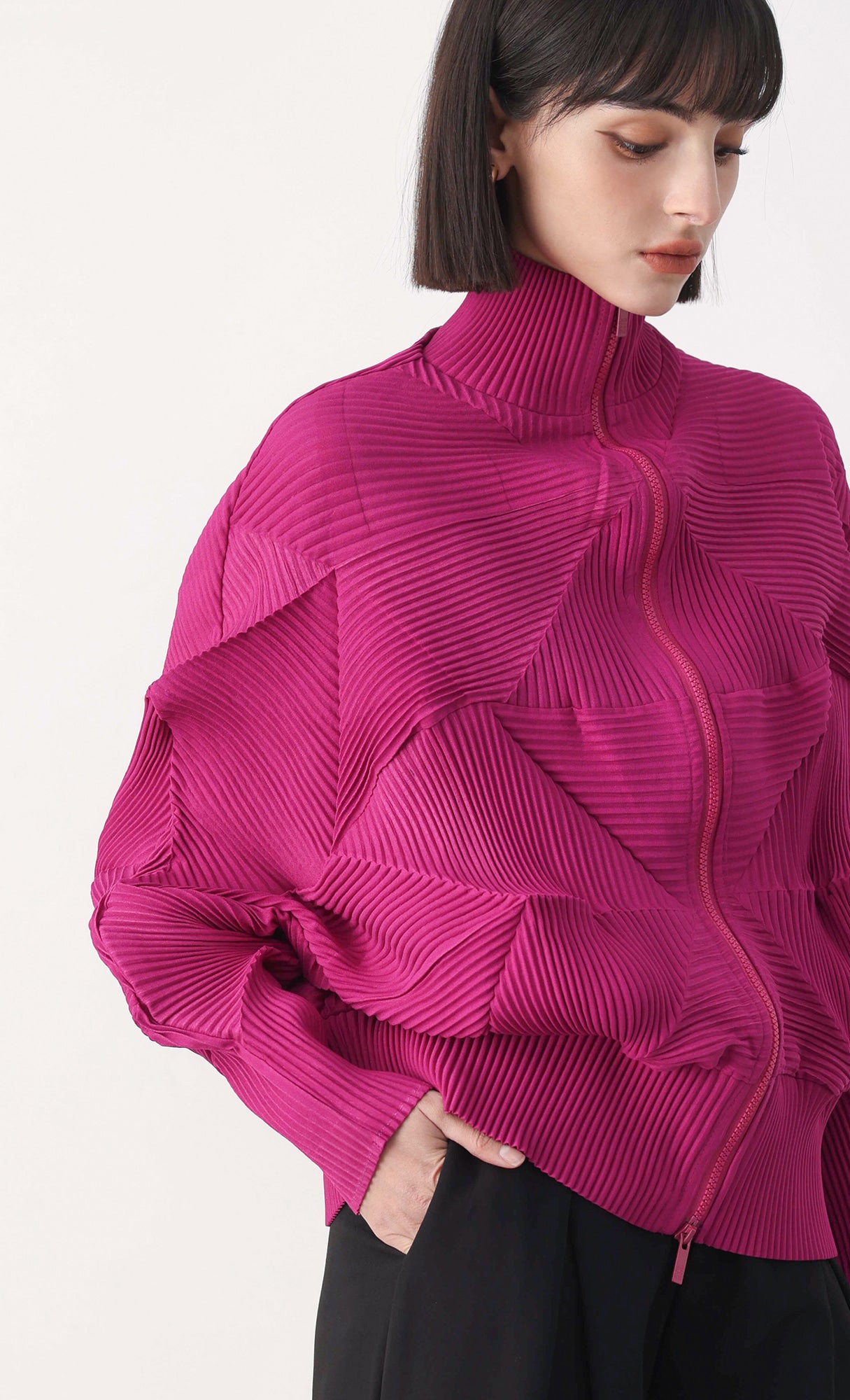 Pleatsmood Twoway Pleats Zip-up Pink