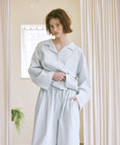Dormitory Irregular Stripe Pajamas Milk Blue