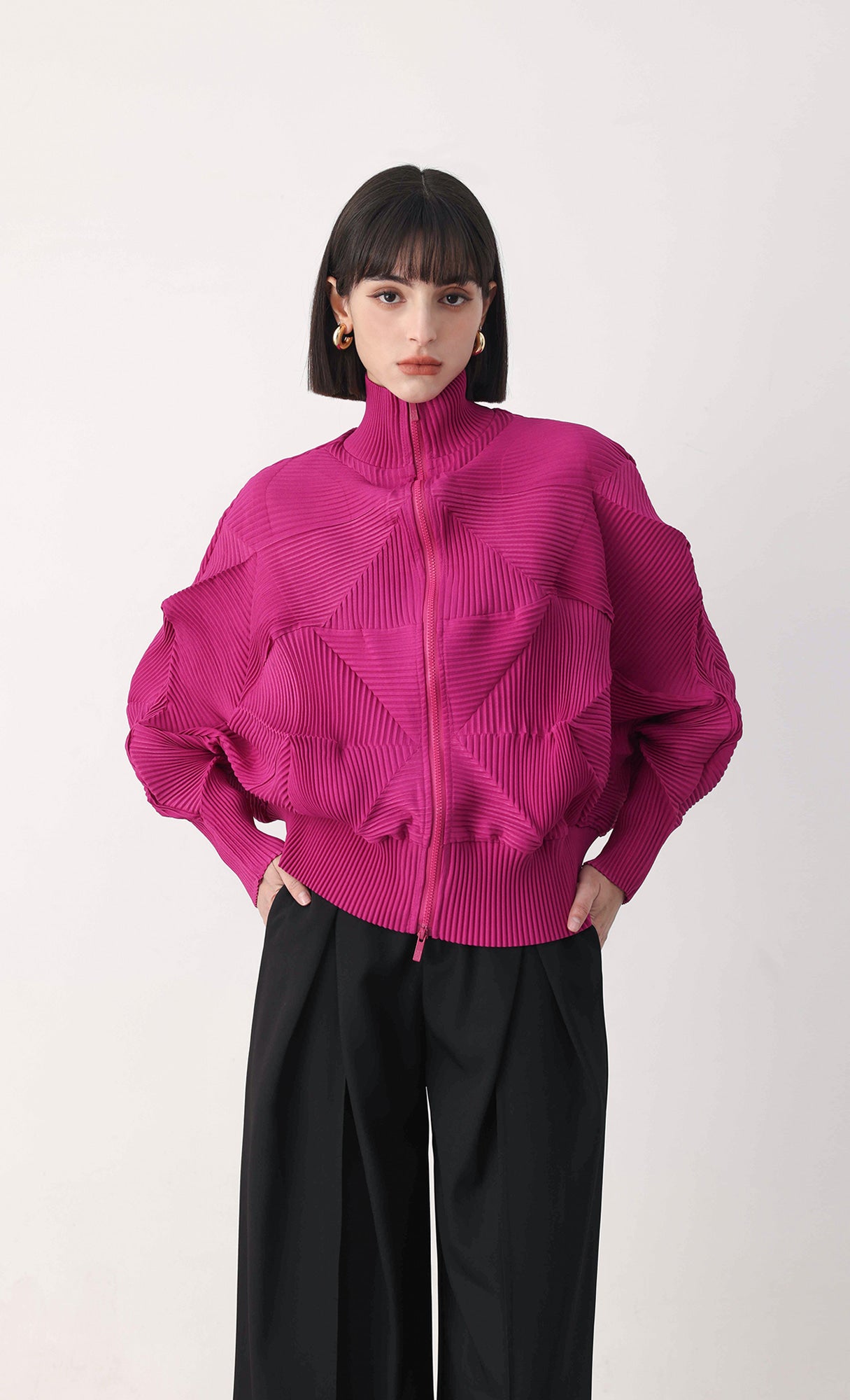 Pleatsmood Twoway Pleats Zip-up Pink