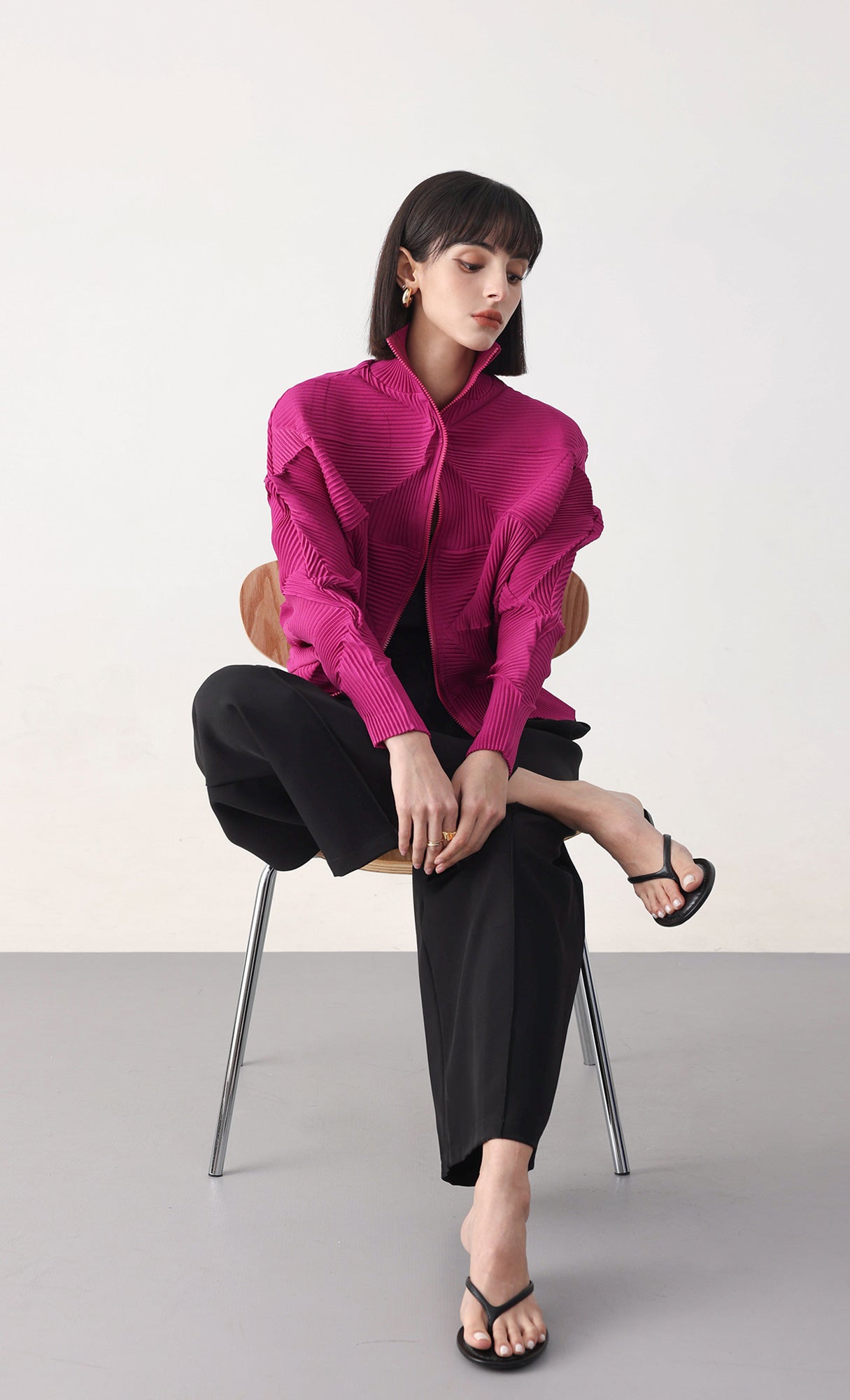 Pleatsmood Twoway Pleats Zip-up Pink