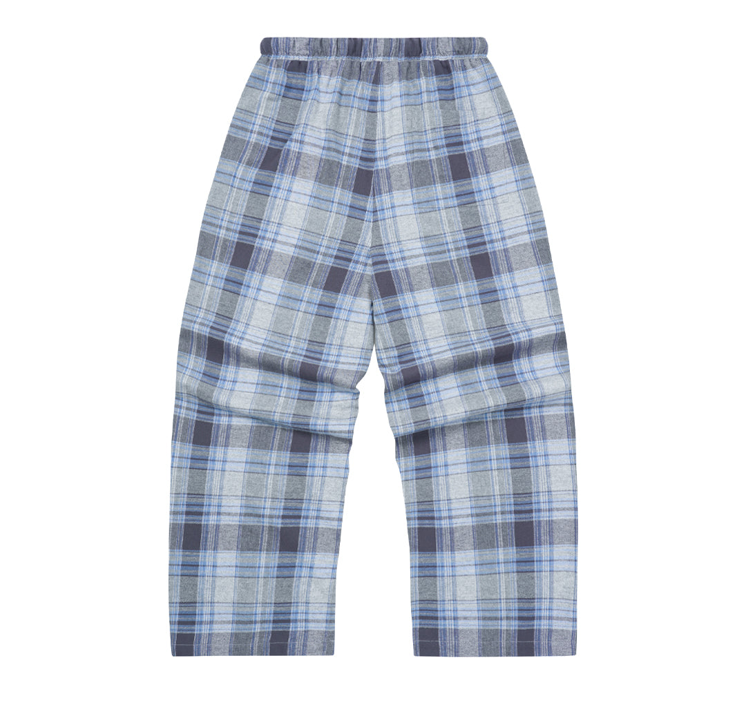 Door to Door Flannel Pebble Blue Check Pants Blue Gray
