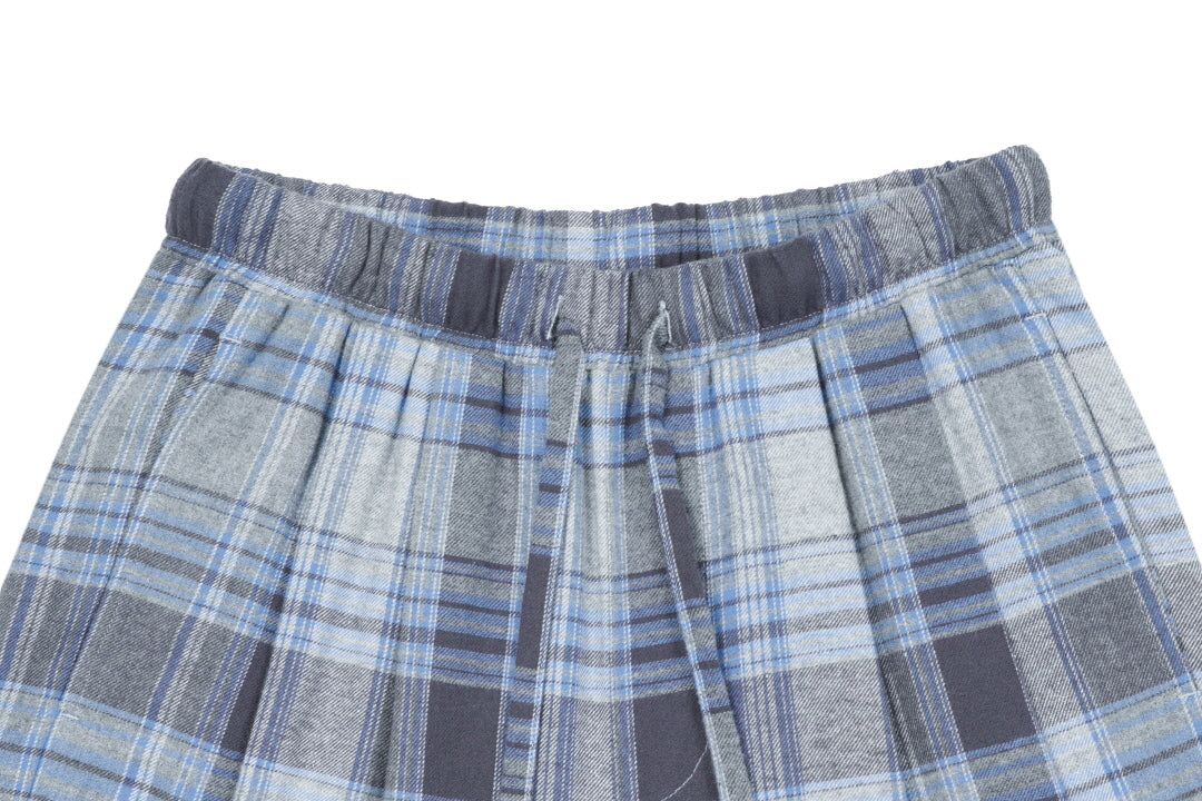 Door to Door Flannel Pebble Blue Check Pants Blue Gray