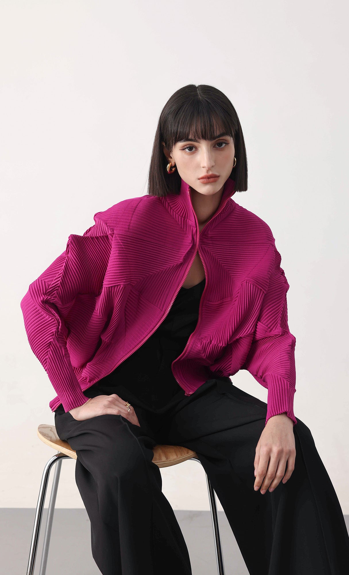 Pleatsmood Twoway Pleats Zip-up Pink