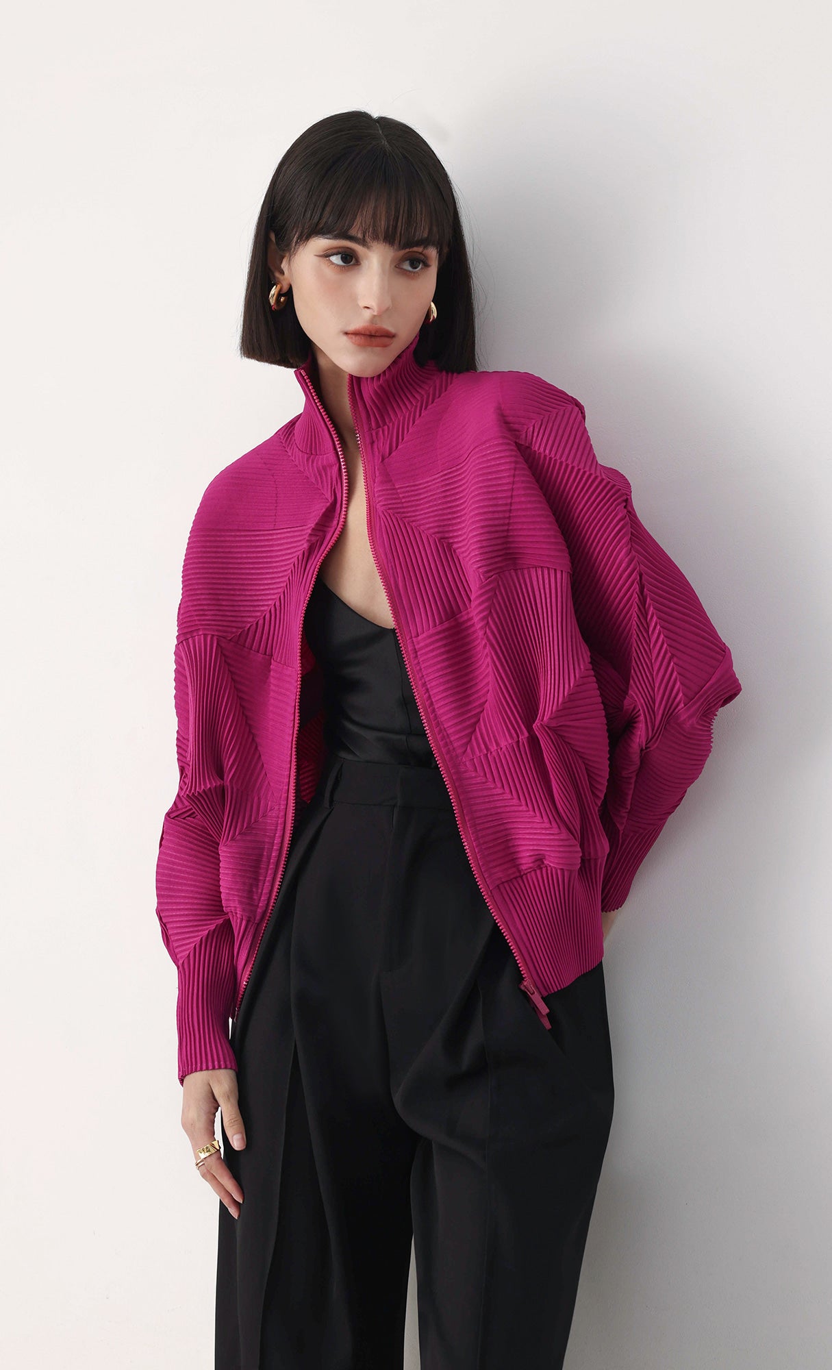 Pleatsmood Twoway Pleats Zip-up Pink