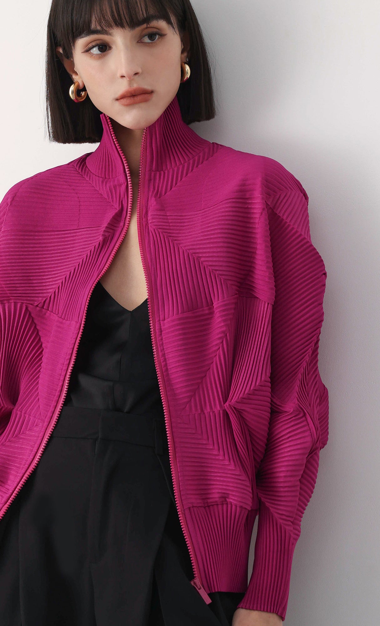 Pleatsmood Twoway Pleats Zip-up Pink