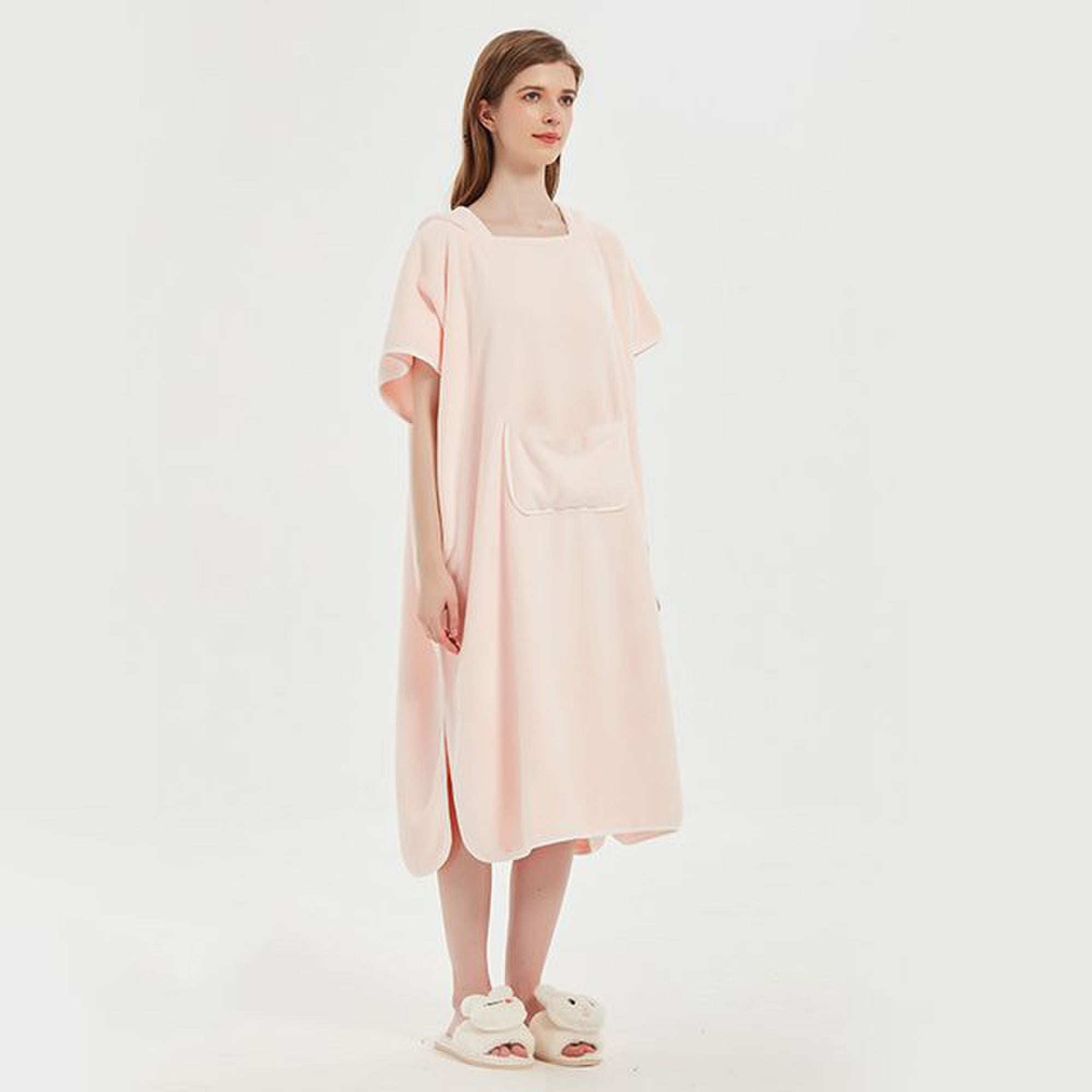 Sauna Bath Shower Robe Soft One Piece Sleepwear Pink