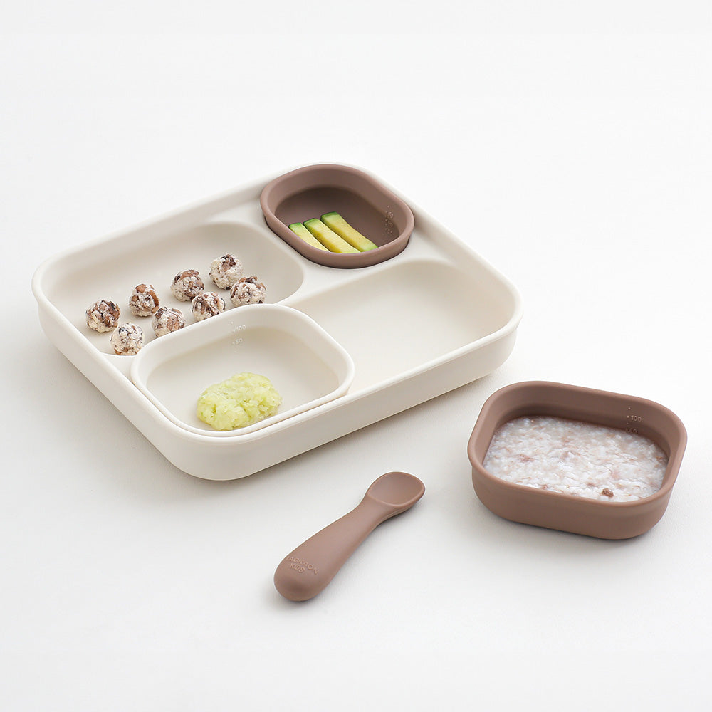 Takgaon Baby Suction Plate 3-piece Topping Baby Food Baby Silicone Tableware Plate Self-directed