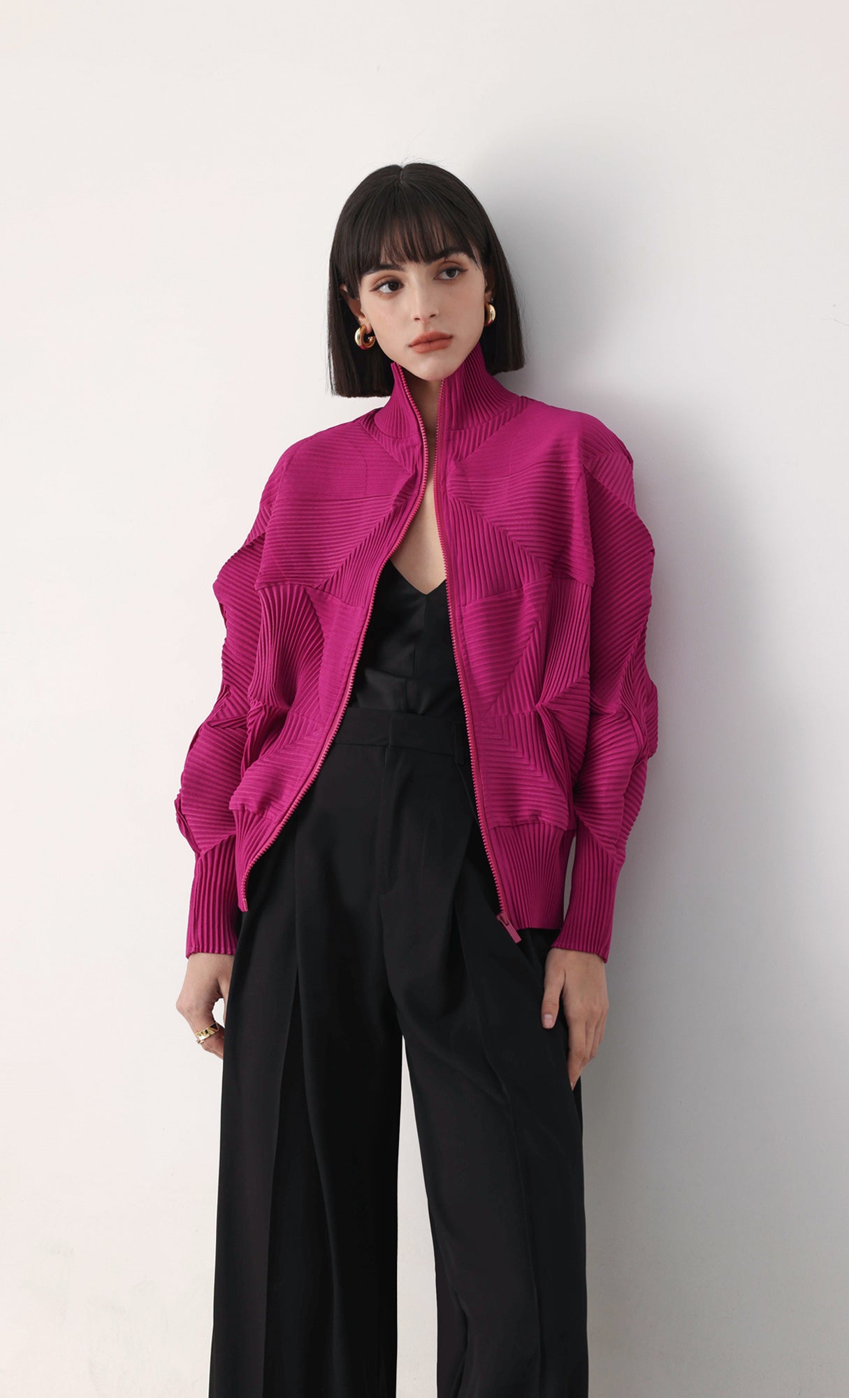 Pleatsmood Twoway Pleats Zip-up Pink