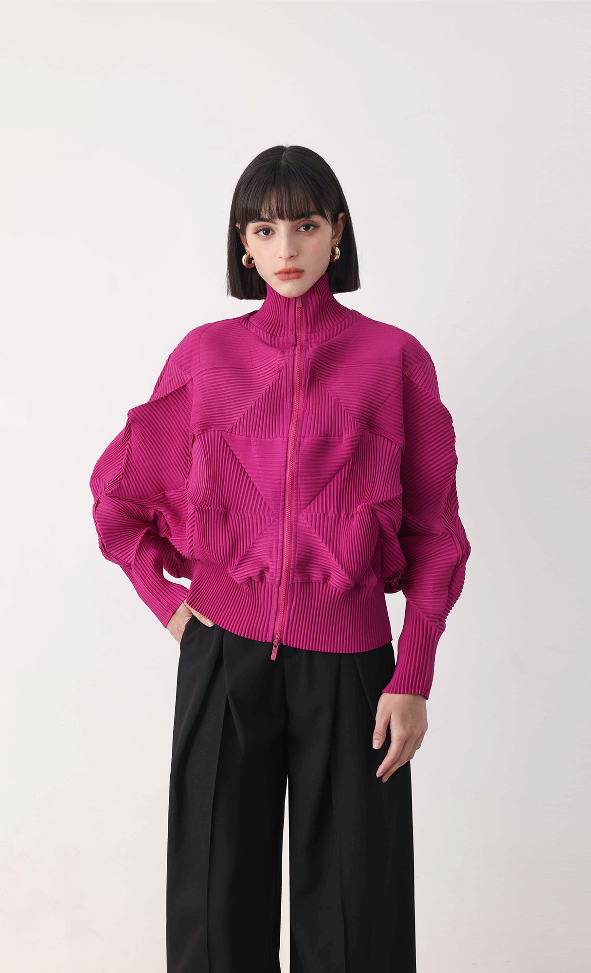 Pleatsmood Twoway Pleats Zip-up Pink