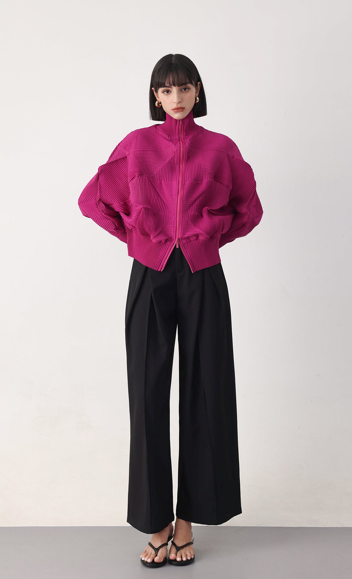 Pleatsmood Twoway Pleats Zip-up Pink
