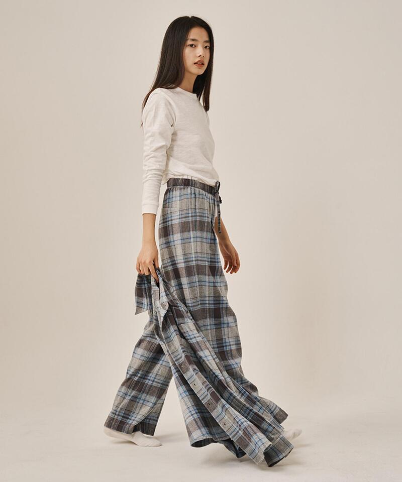 Door to Door Flannel Pebble Blue Check Pants Blue Gray