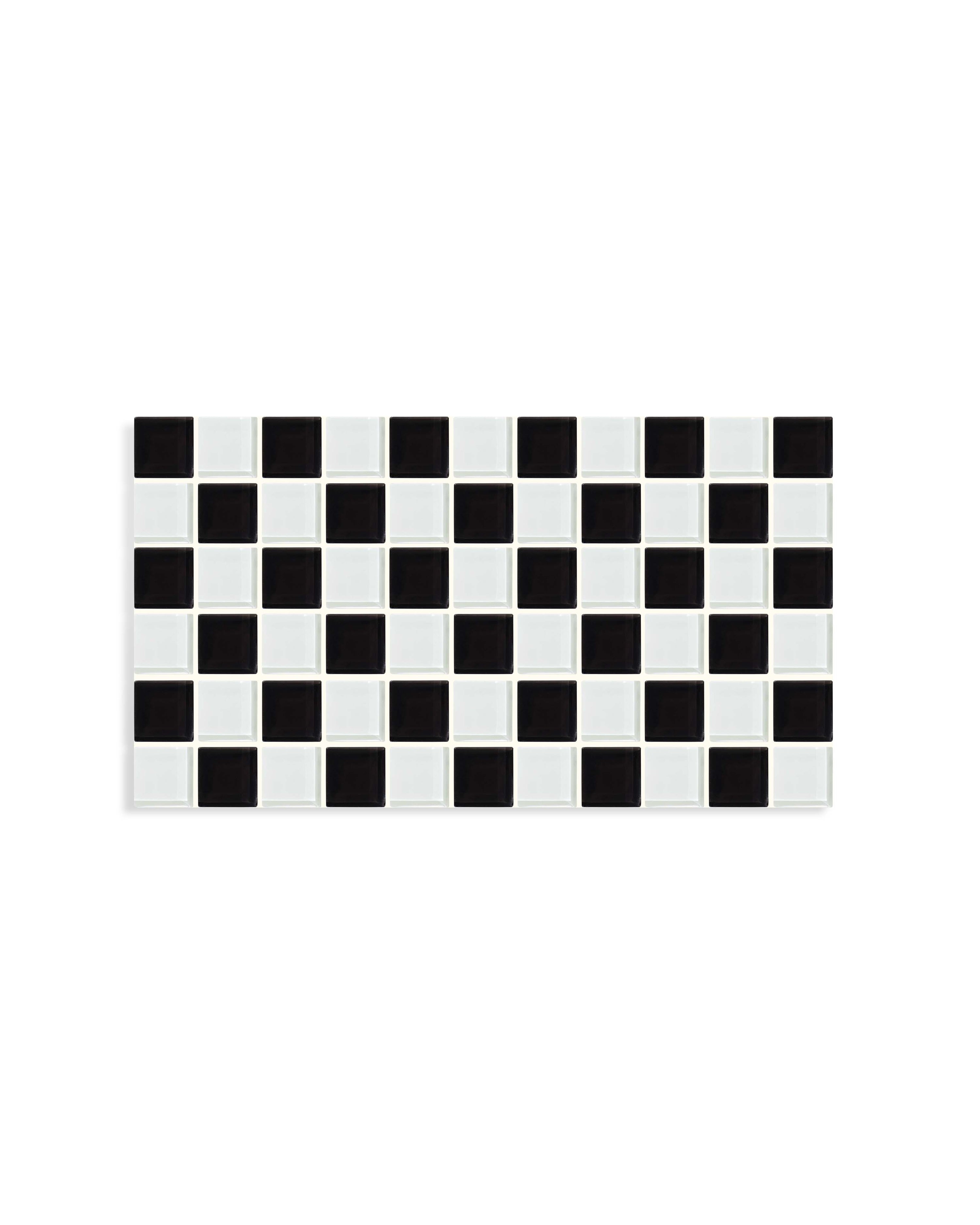 GLASS TILE DECORATIVE TRAY - Black & White Checkered