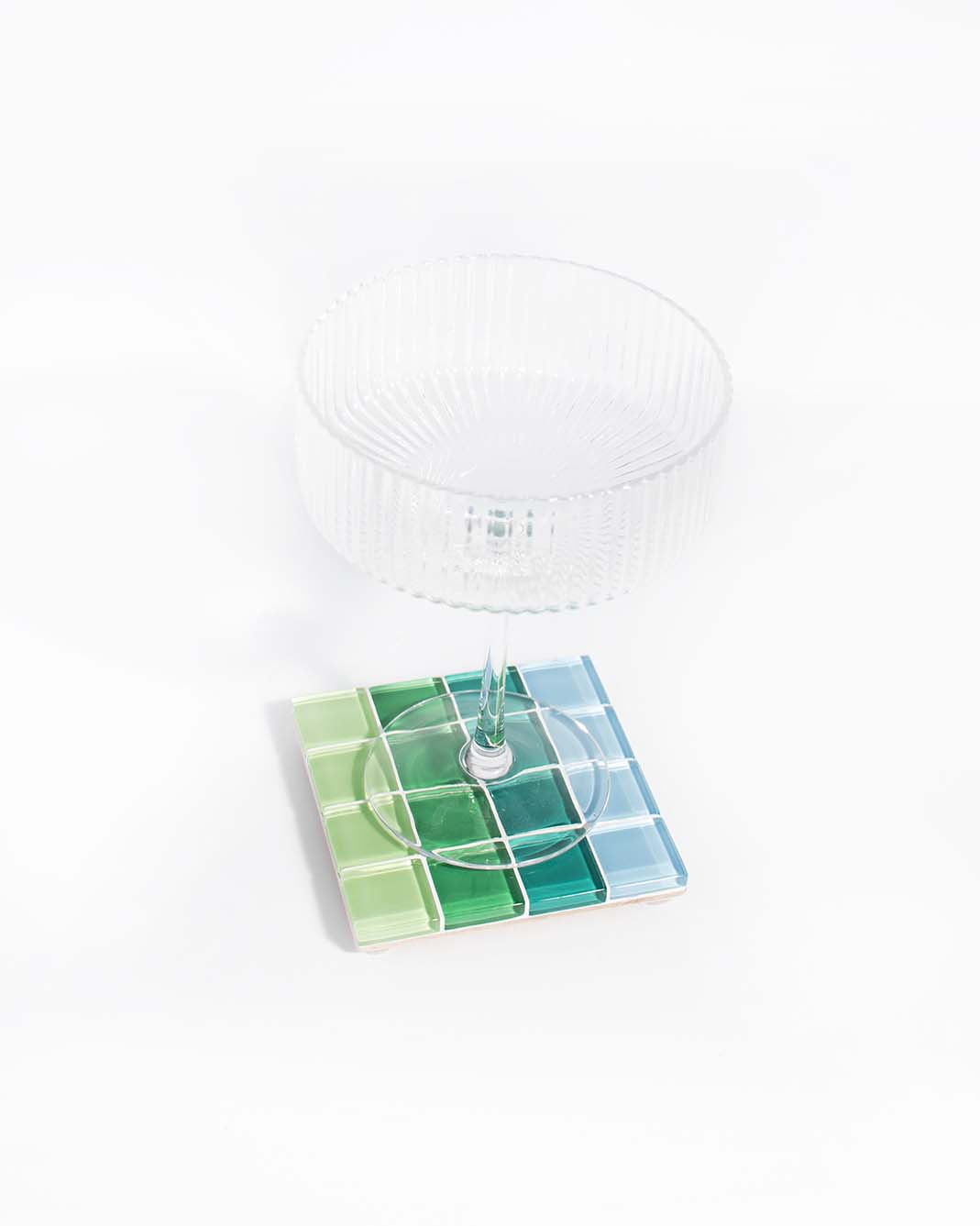 GLASS TILE COASTER - Ombre - Palm Tree by the Sea