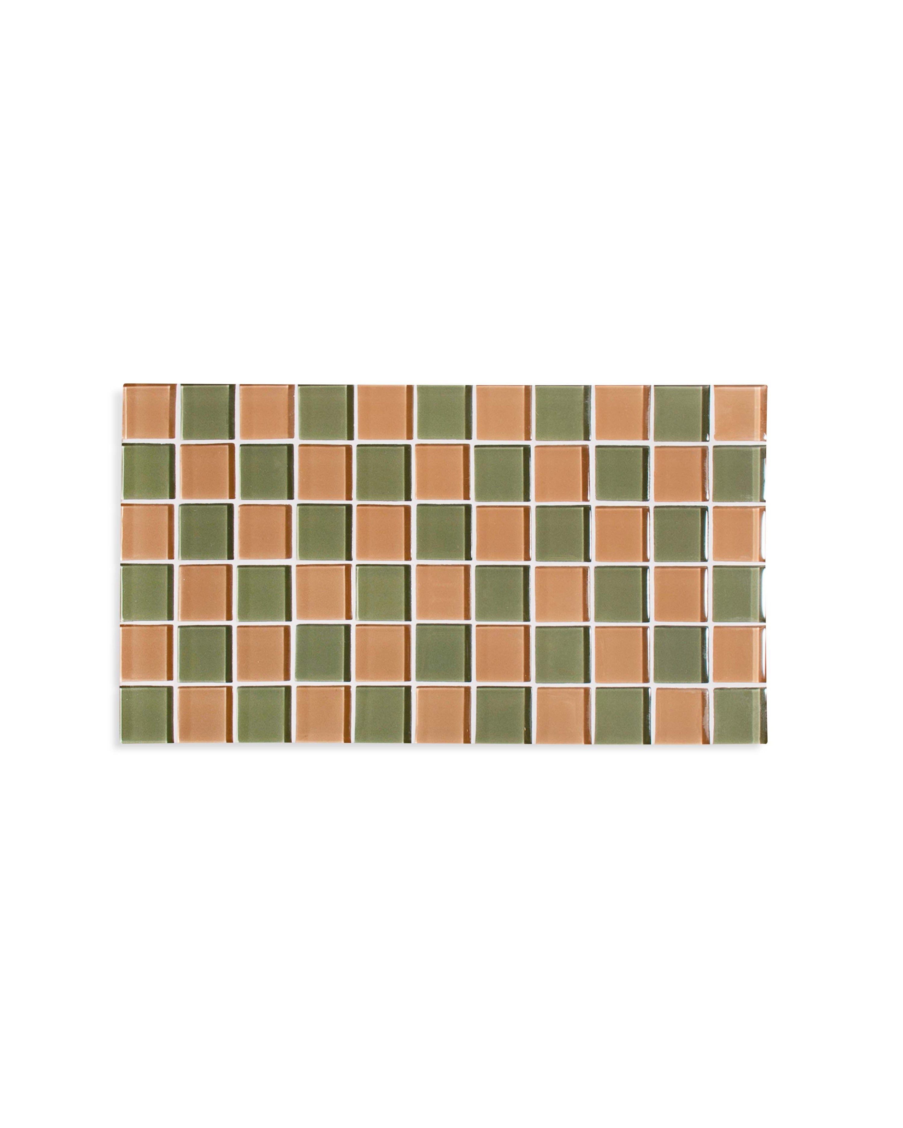 GLASS TILE DECORATIVE TRAY - I Olive You Checkered