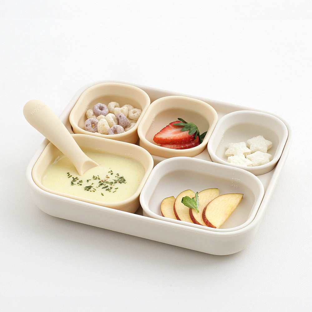 Takgaon Baby Suction Plate 3-piece Topping Baby Food Baby Silicone Tableware Plate Self-directed