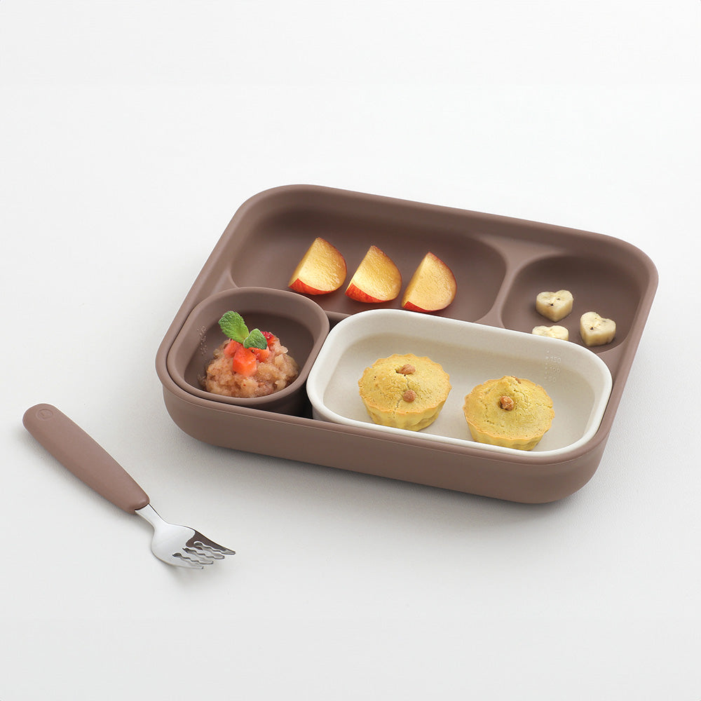Takgaon Baby Suction Plate 3-piece Topping Baby Food Baby Silicone Tableware Plate Self-directed