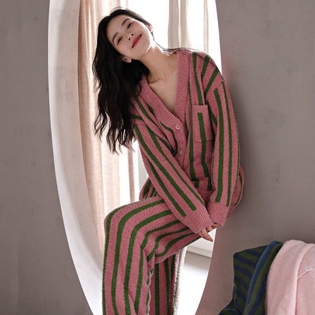 Soft And Stretchy Big Size Sleepwear, Tight Bouclé Fabric, Ultra-fine Fiber Winter Pajamas