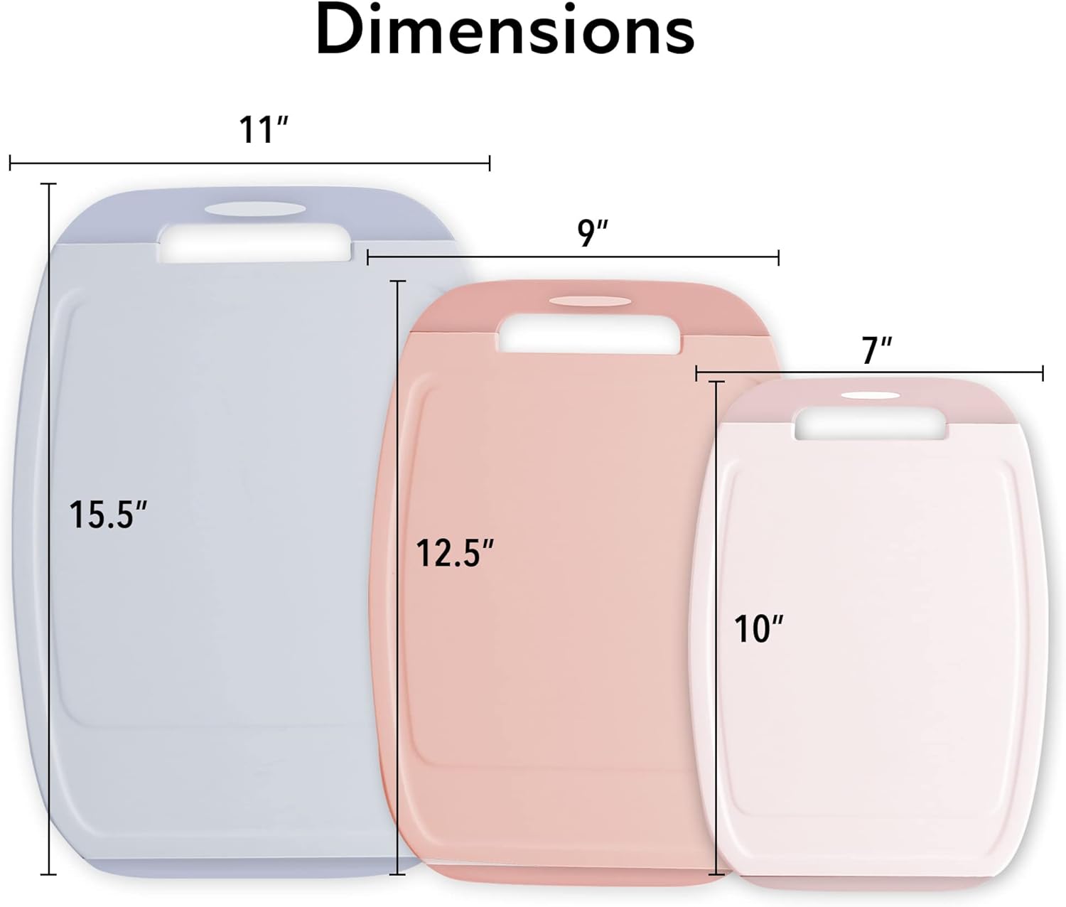 BiJu 3PCs Antimicrobial Poly Cutting Board set (S/M/L) Pink