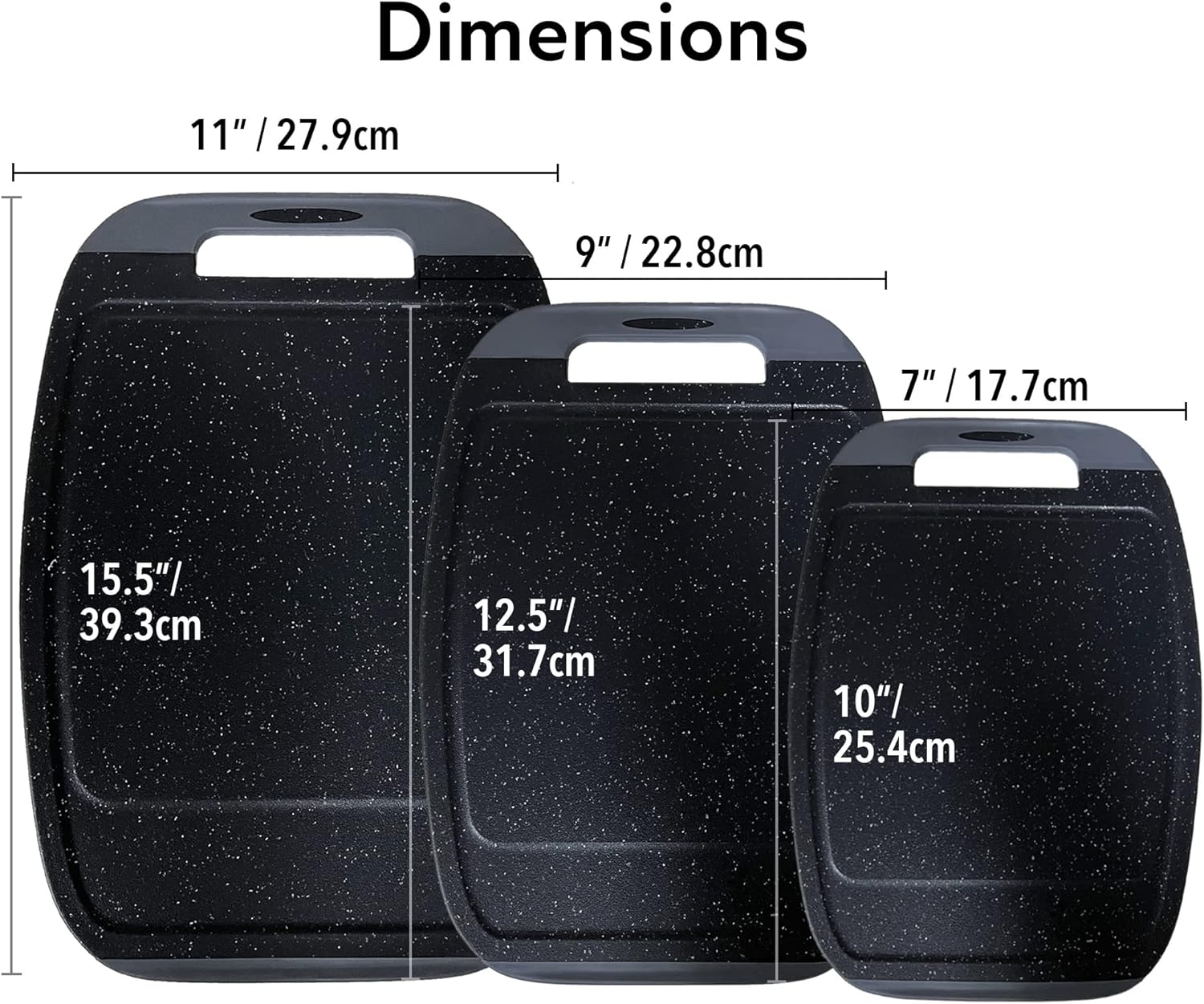 BiJu 3PCs Antimicrobial Poly Cutting Board set (S/M/L) Marble