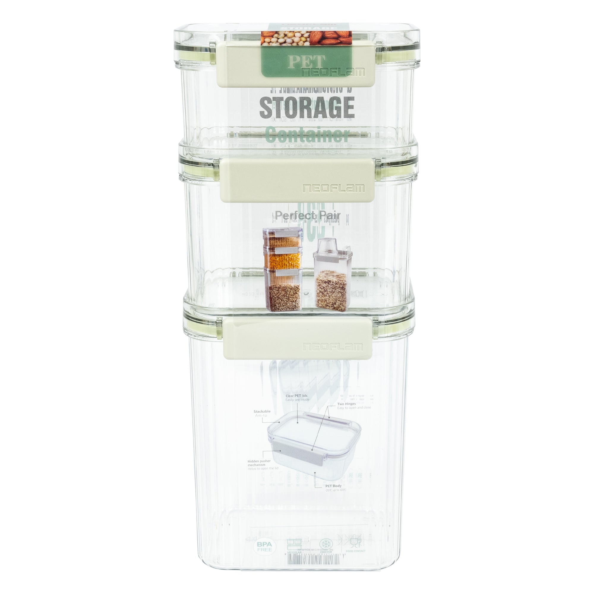 PET Grain Container with Measuring Cup Lid