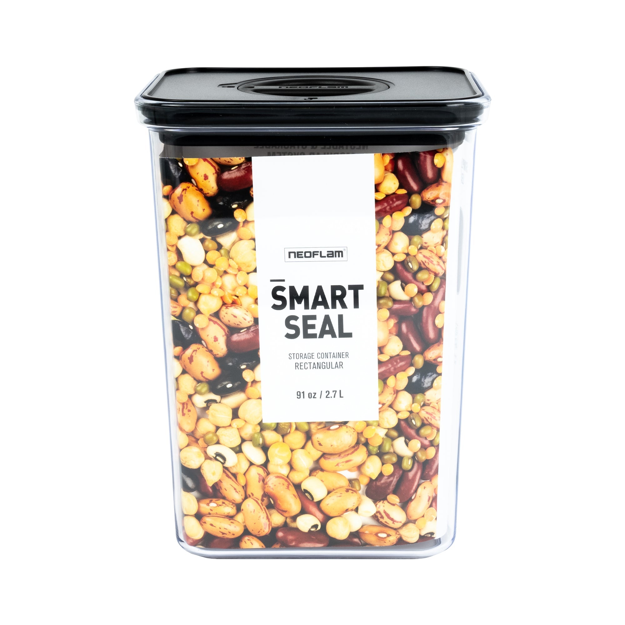 Smart Seal Rectangular Canister - Black Matte Lid