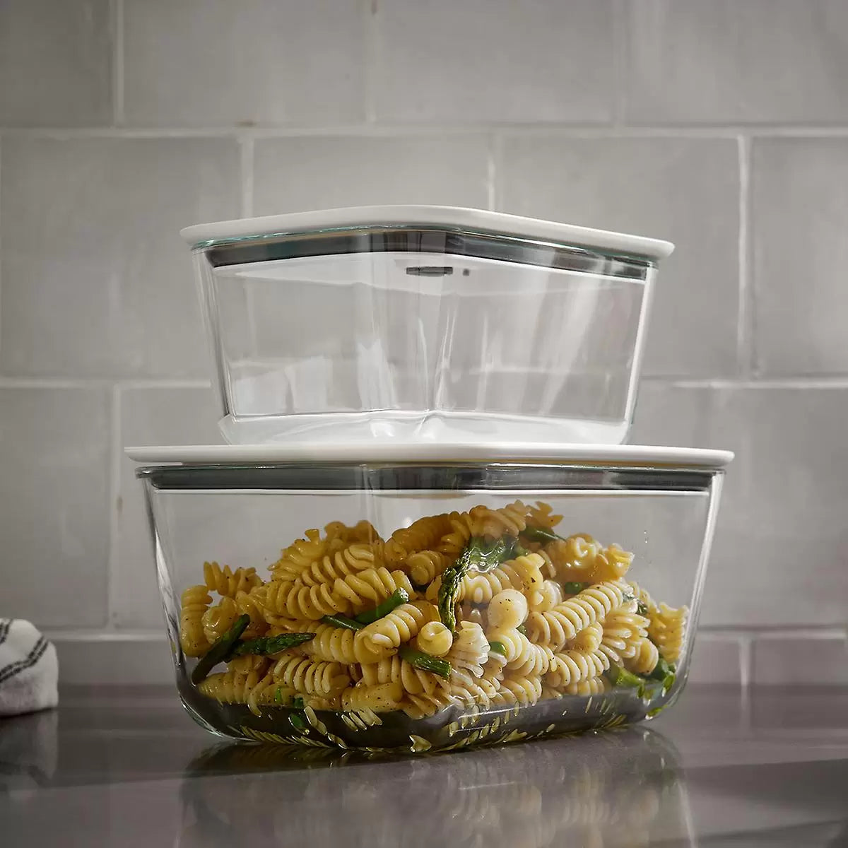 Clik Glass Food Storage, Rectangular, 2 Size, White Lid