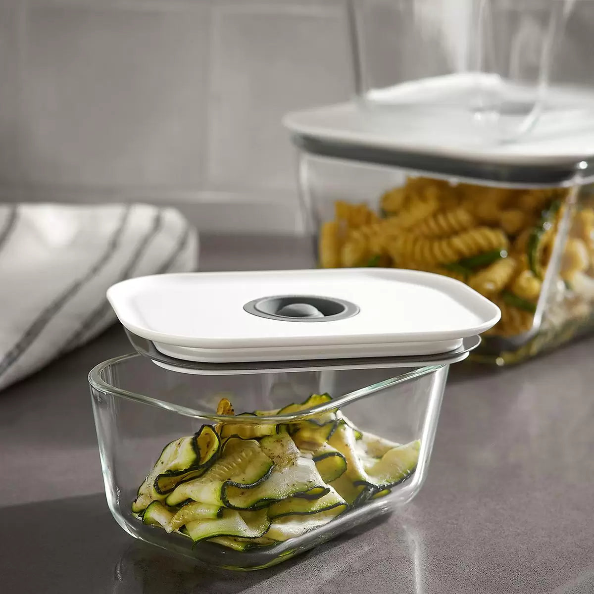 Clik Glass Food Storage, Rectangular, 2 Size, White Lid