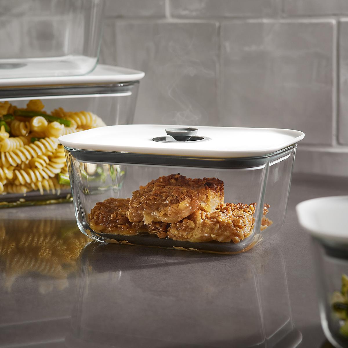 Clik Glass Food Storage, Rectangular, 2 Size, White Lid
