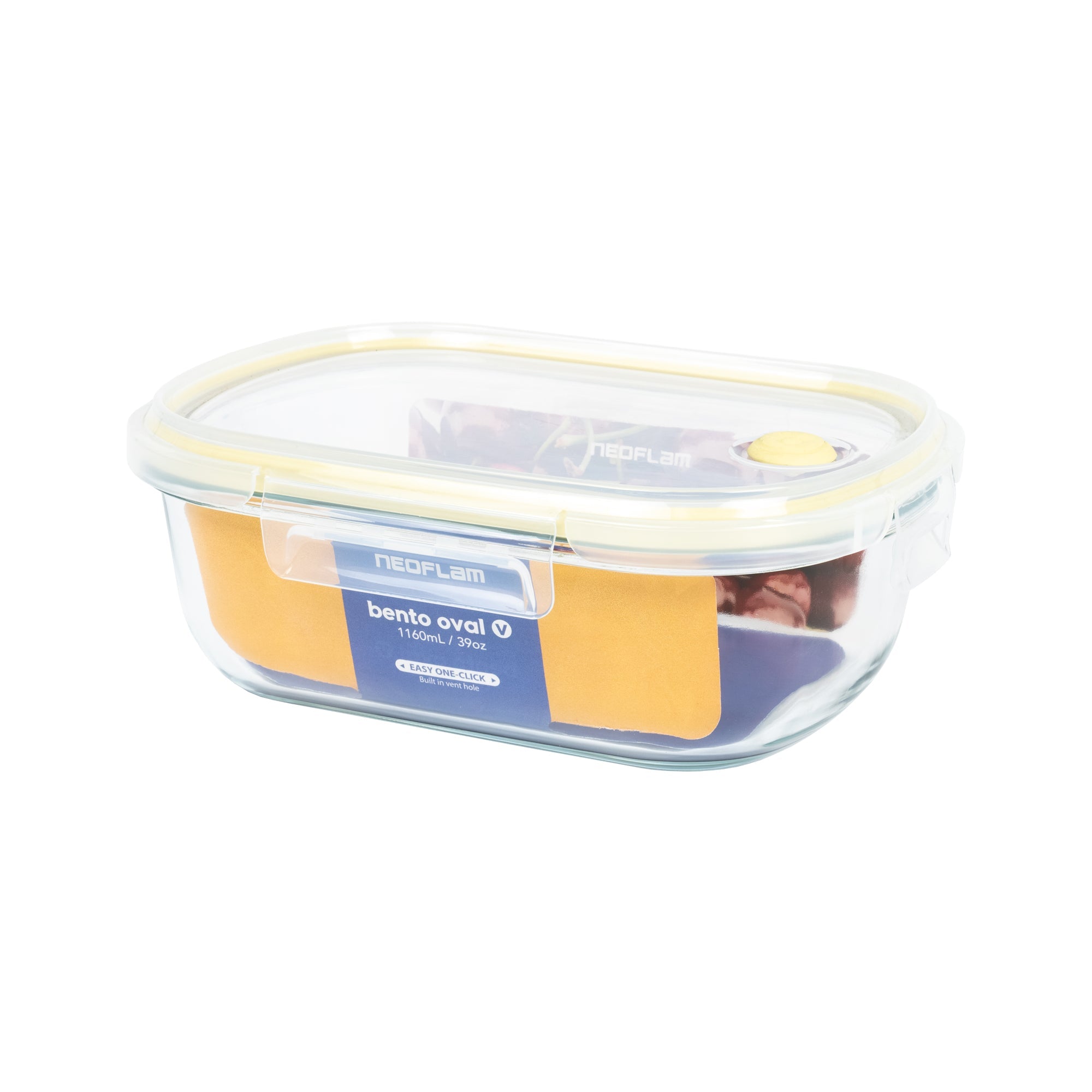 Oval Bento Glass 39oz Food Storage - Clear Lid, Vent