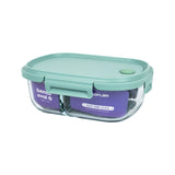 Oval Bento Glass 37oz Food Storage with Divider - Blue Lid, Vent