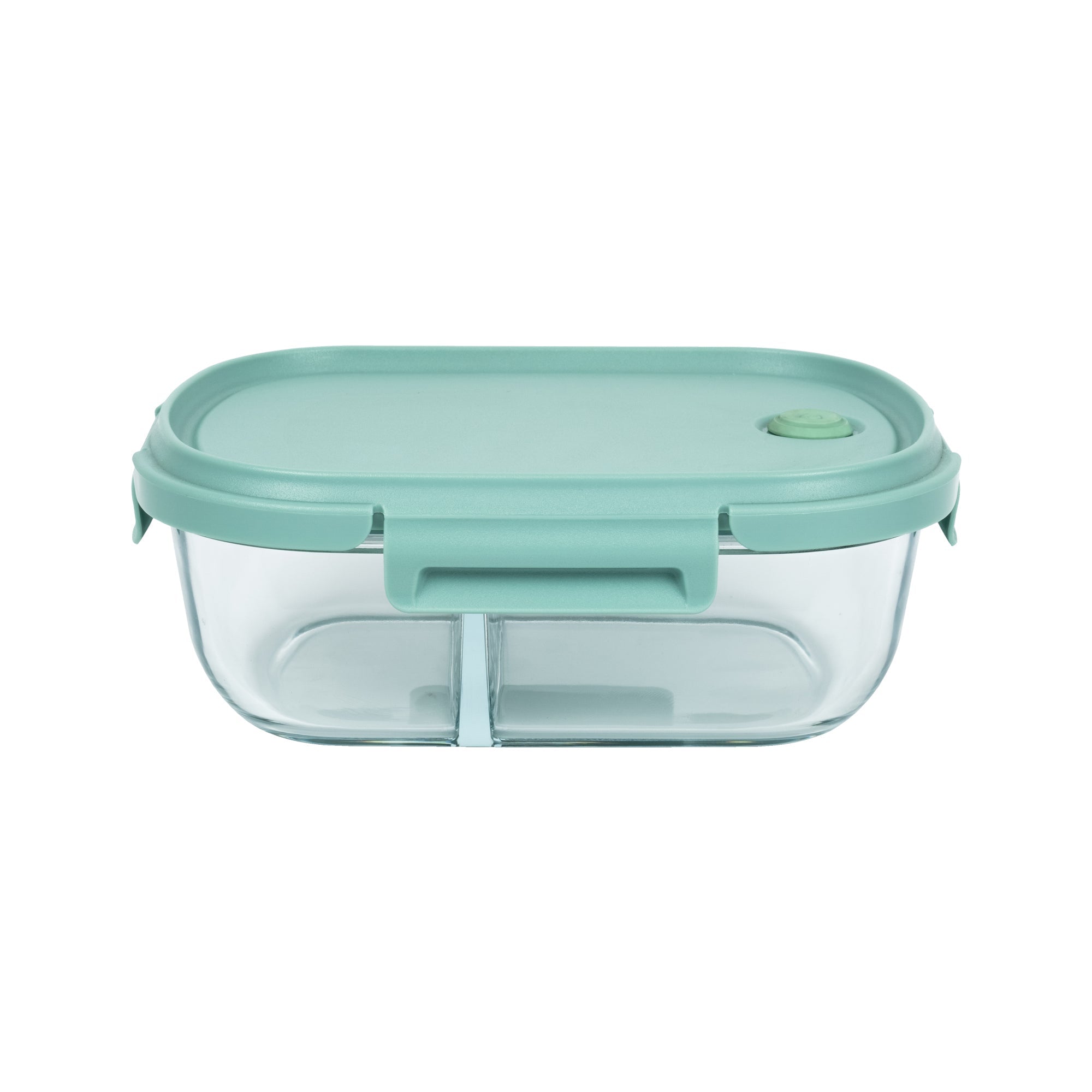 Oval Bento Glass 37oz Food Storage with Divider - Blue Lid, Vent