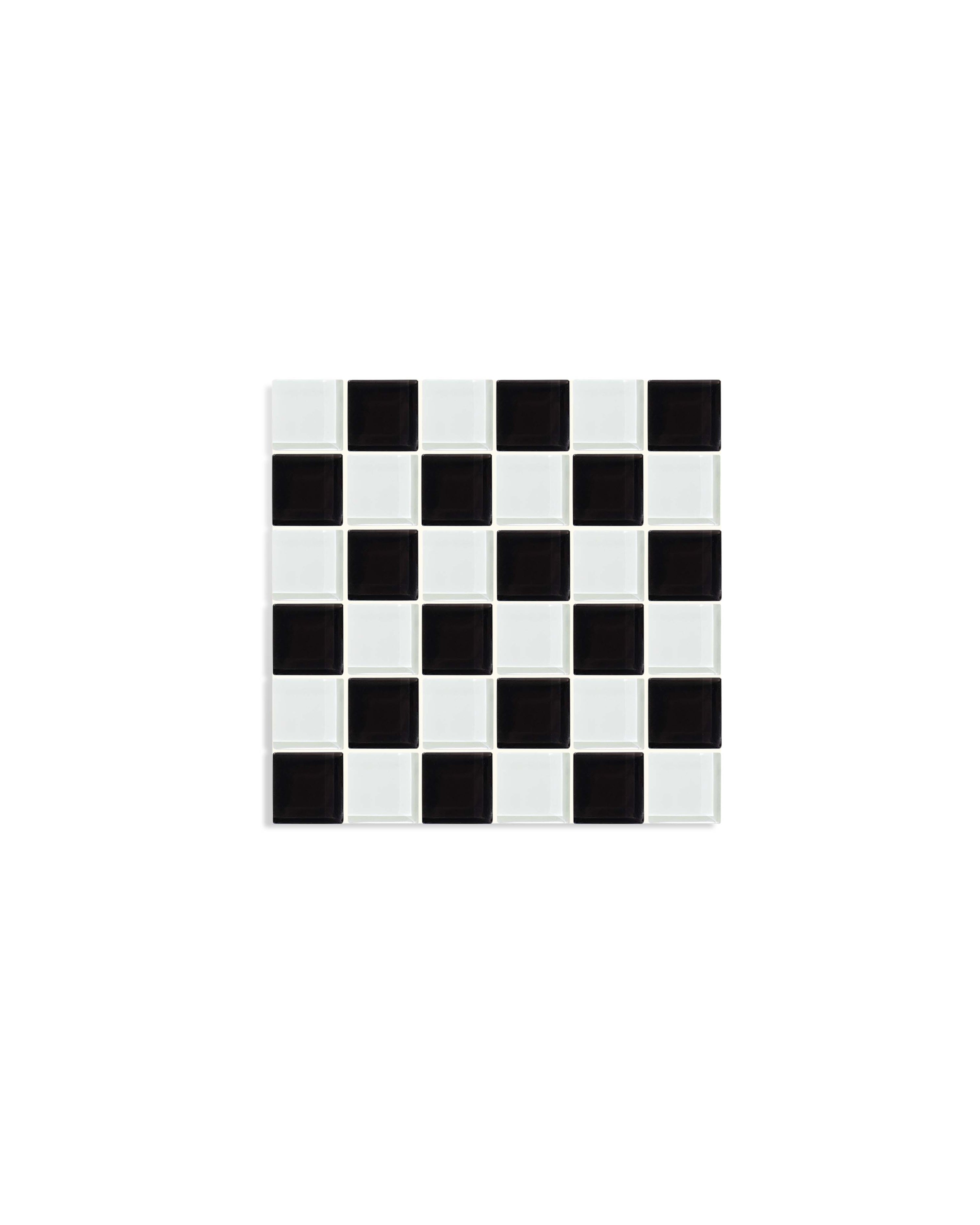 GLASS TILE DECORATIVE TRAY - Black & White Checkered