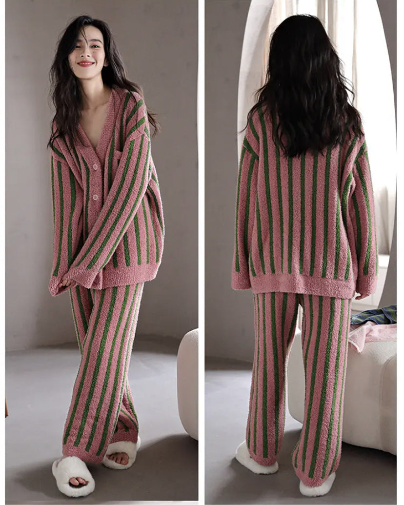 Soft And Stretchy Big Size Sleepwear, Tight Bouclé Fabric, Ultra-fine Fiber Winter Pajamas