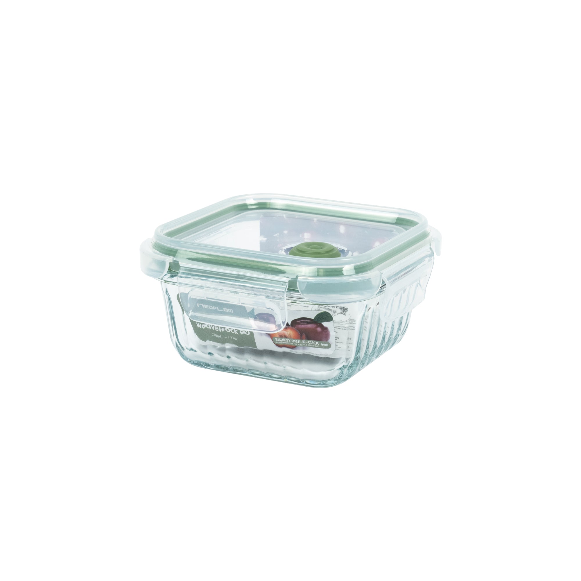 Wavy Glass Square Food Storage, Dark Green - Vent