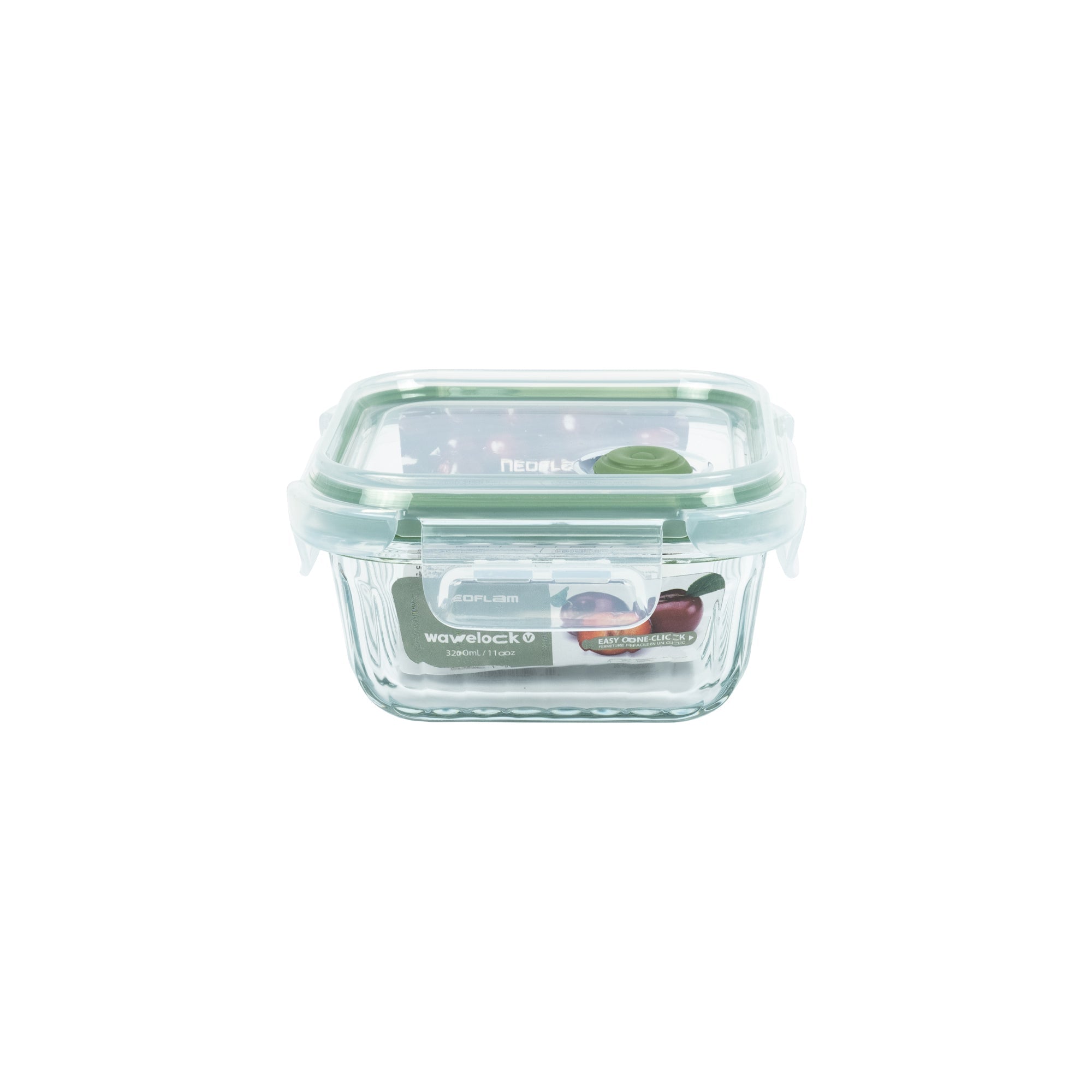 Wavy Glass Square Food Storage, Dark Green - Vent