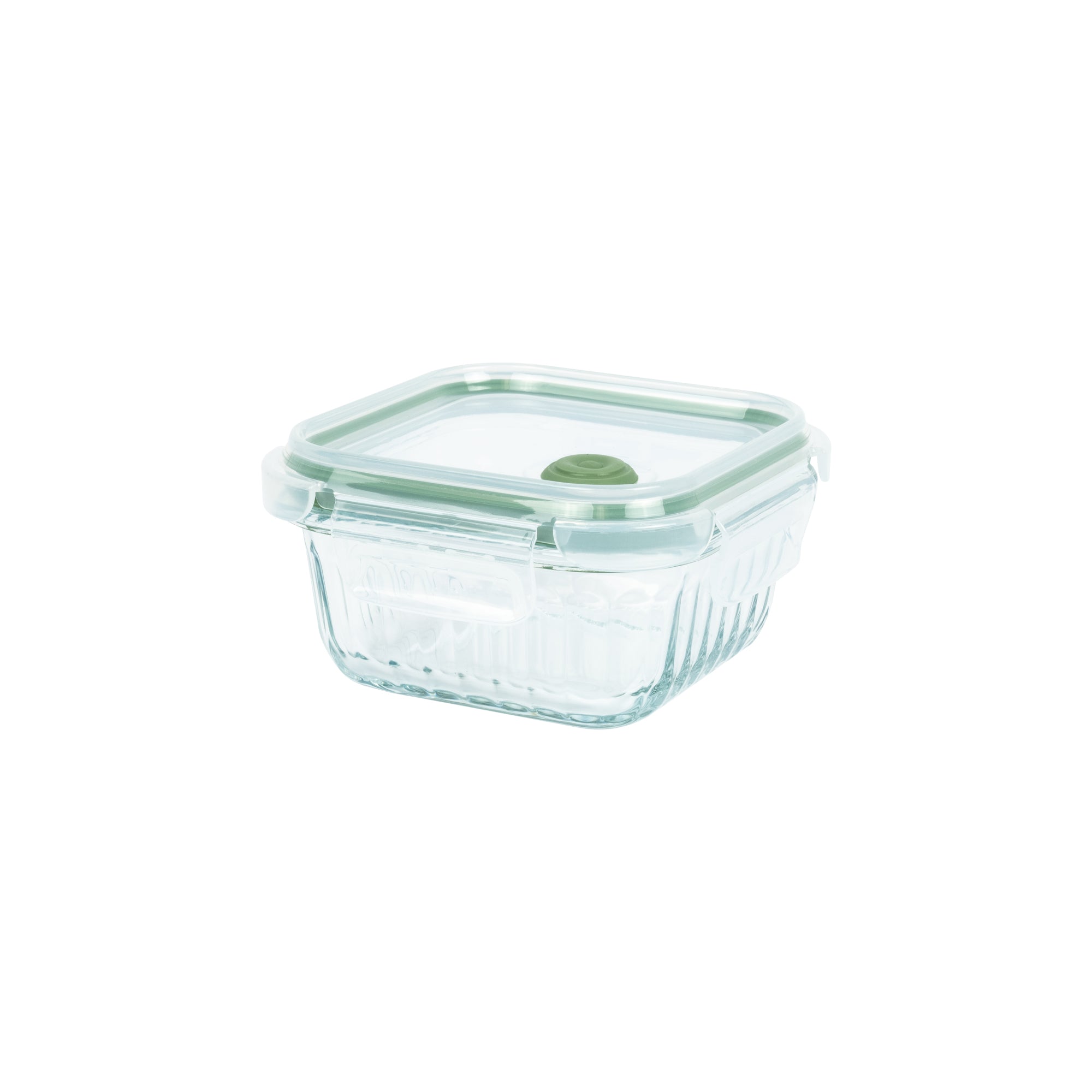 Wavy Glass Square Food Storage, Dark Green - Vent