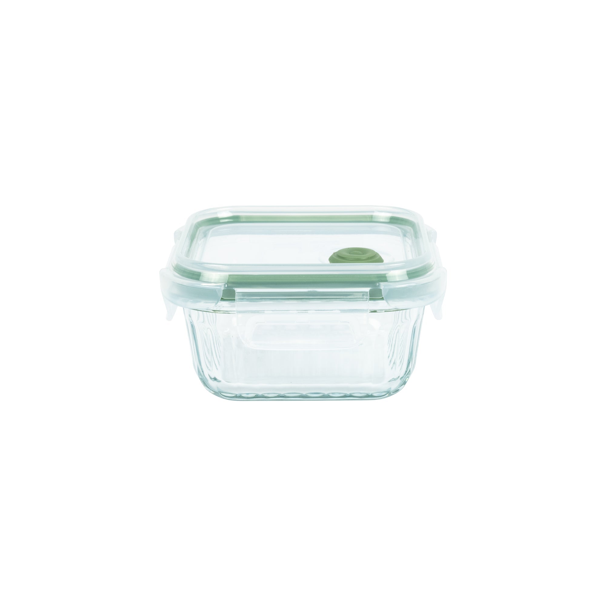 Wavy Glass Square Food Storage, Dark Green - Vent