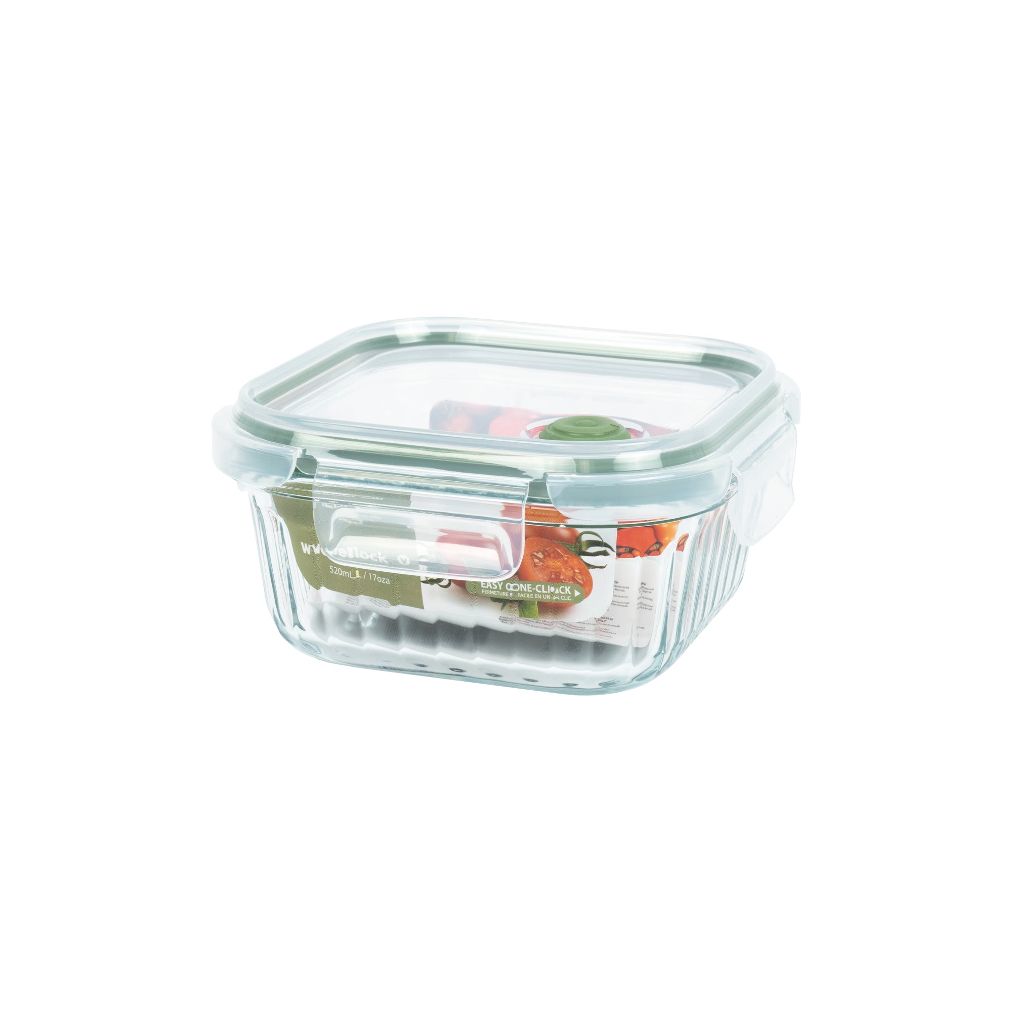 Wavy Glass Square Food Storage, Dark Green - Vent