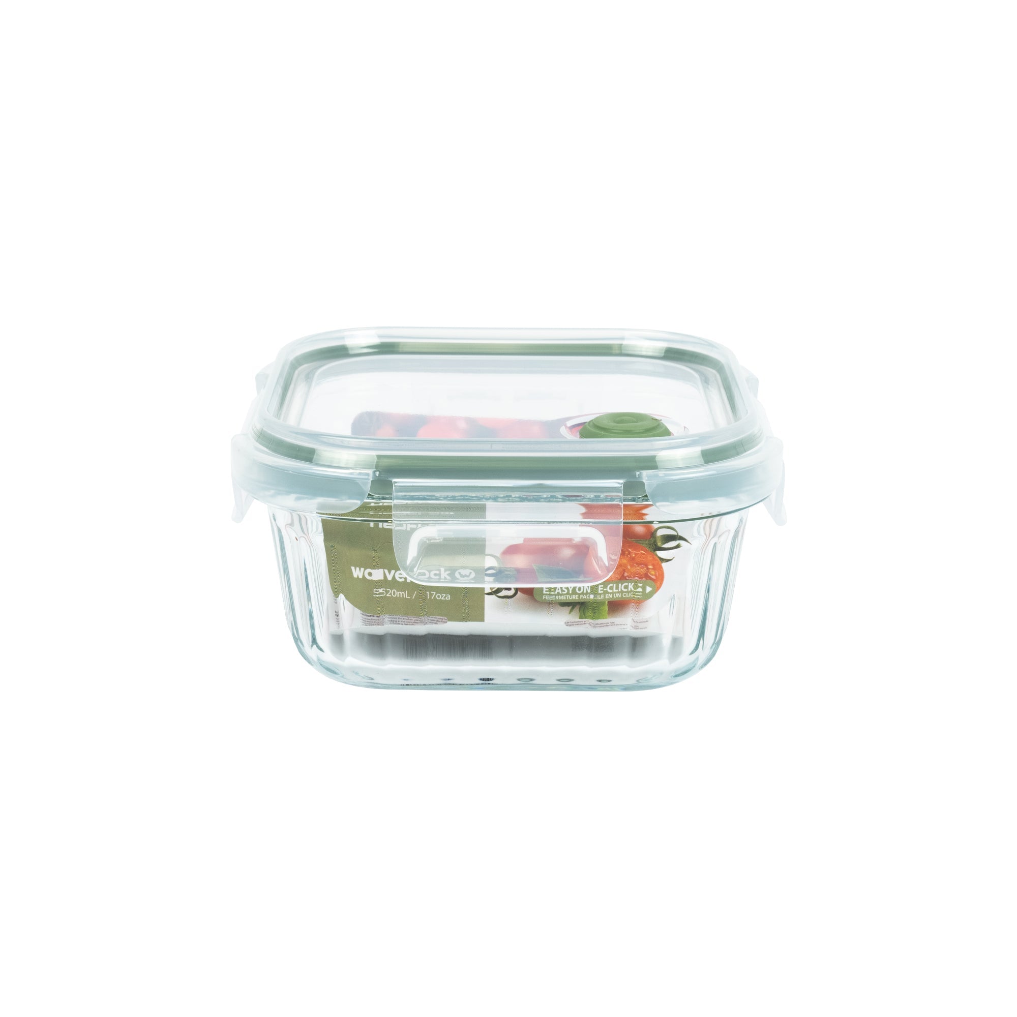 Wavy Glass Square Food Storage, Dark Green - Vent