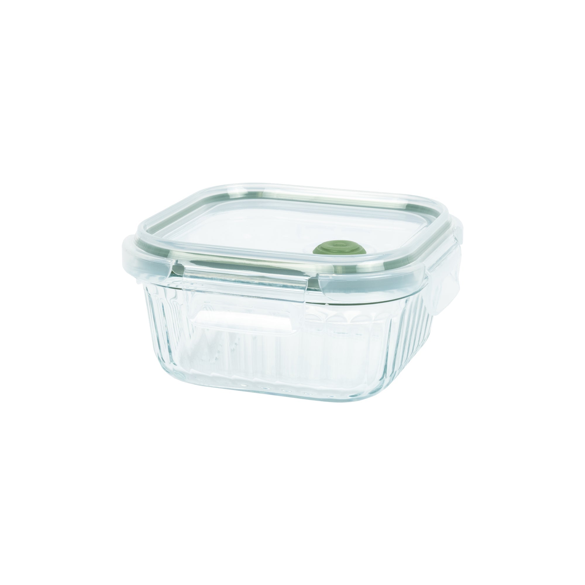 Wavy Glass Square Food Storage, Dark Green - Vent