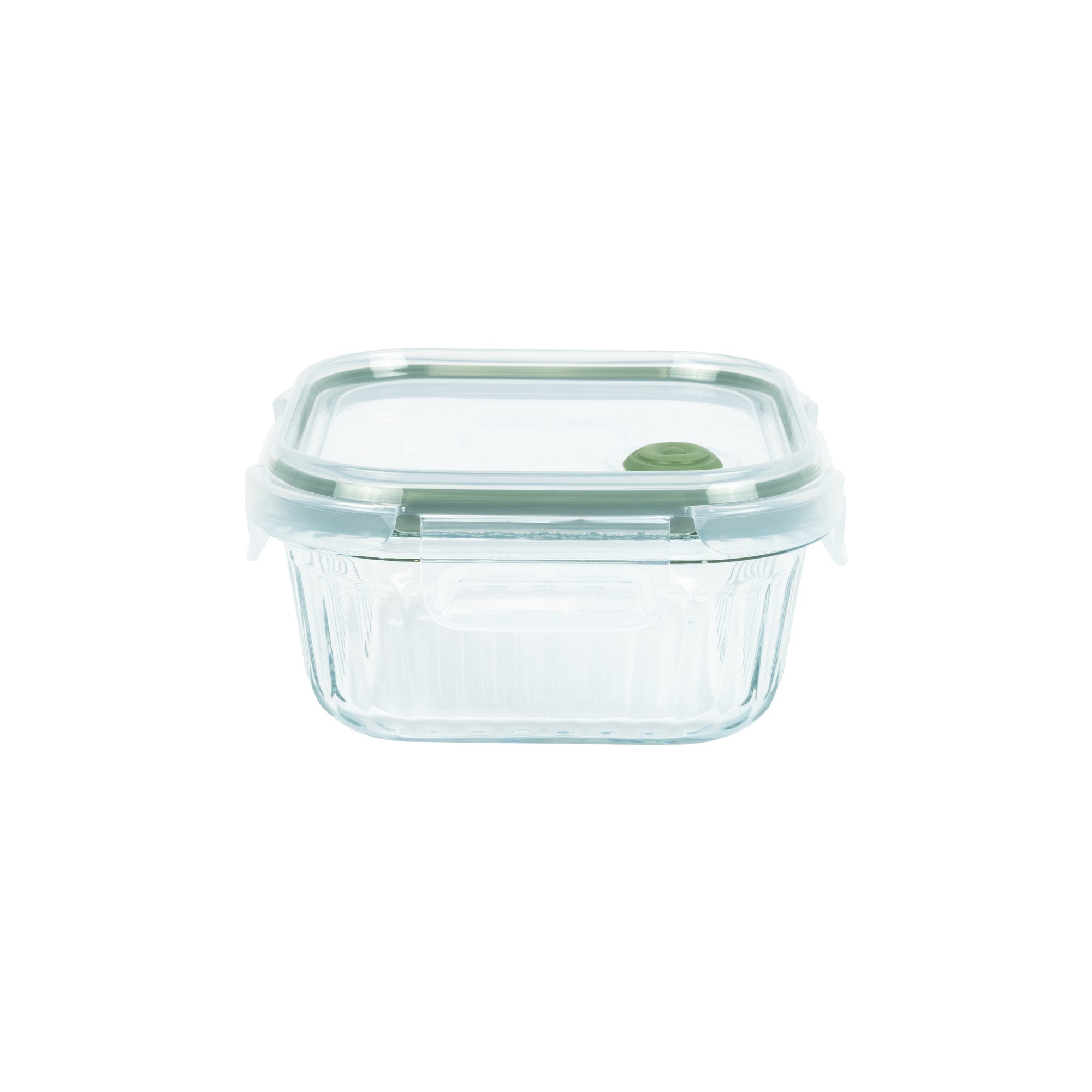 Wavy Glass Square Food Storage, Dark Green - Vent