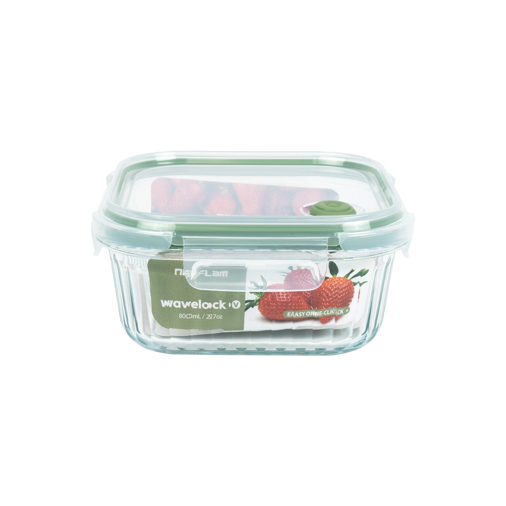Wavy Glass Square Food Storage, Dark Green - Vent