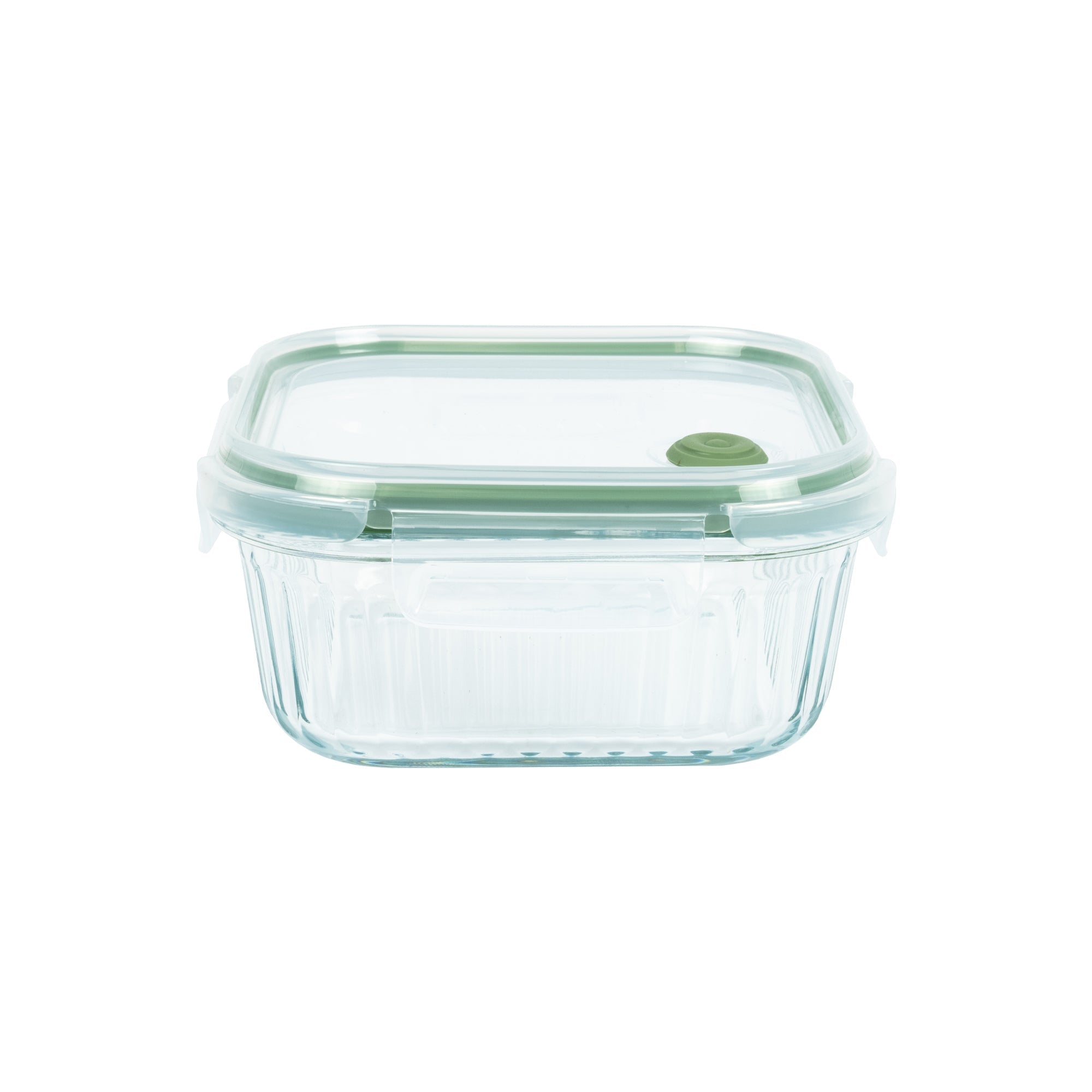 Wavy Glass Square Food Storage, Dark Green - Vent