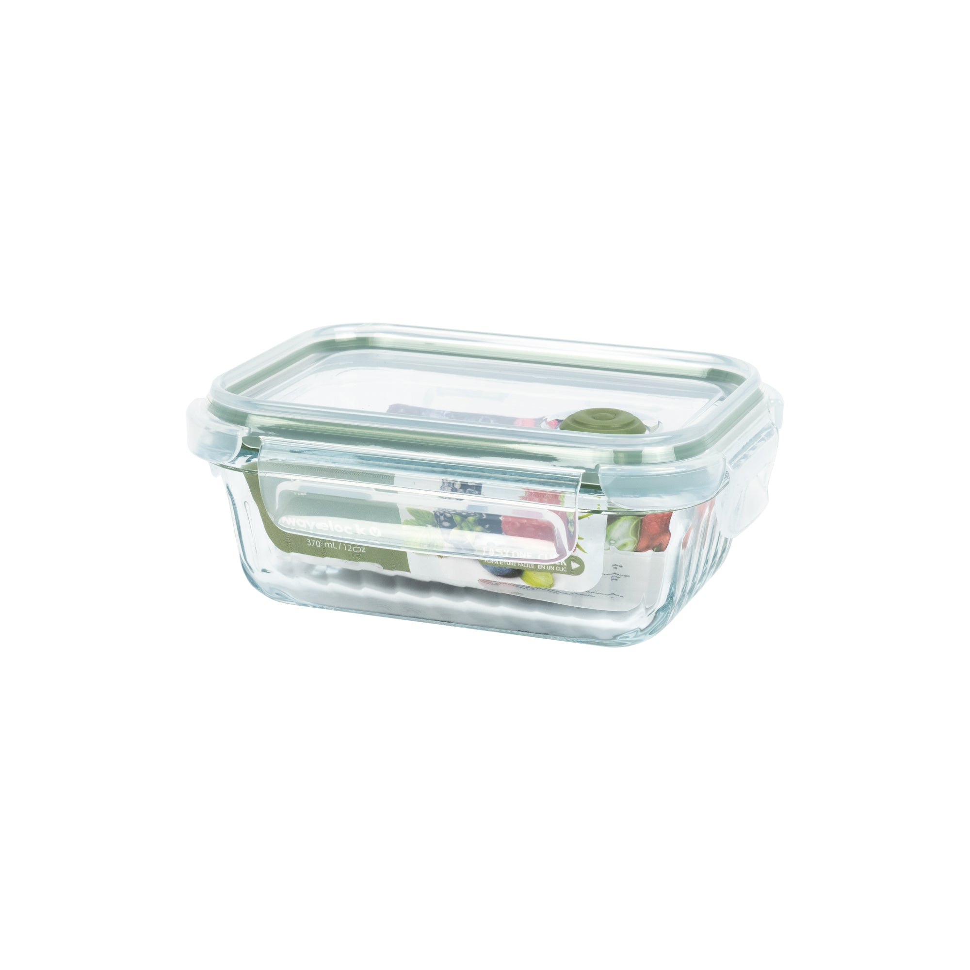 Wavy Glass Rectangle Food Storage, Dark Green - Vent
