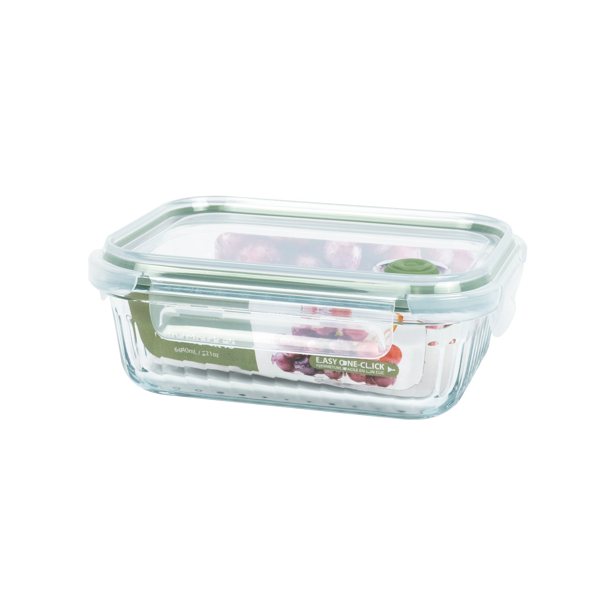 Wavy Glass Rectangle Food Storage, Dark Green - Vent