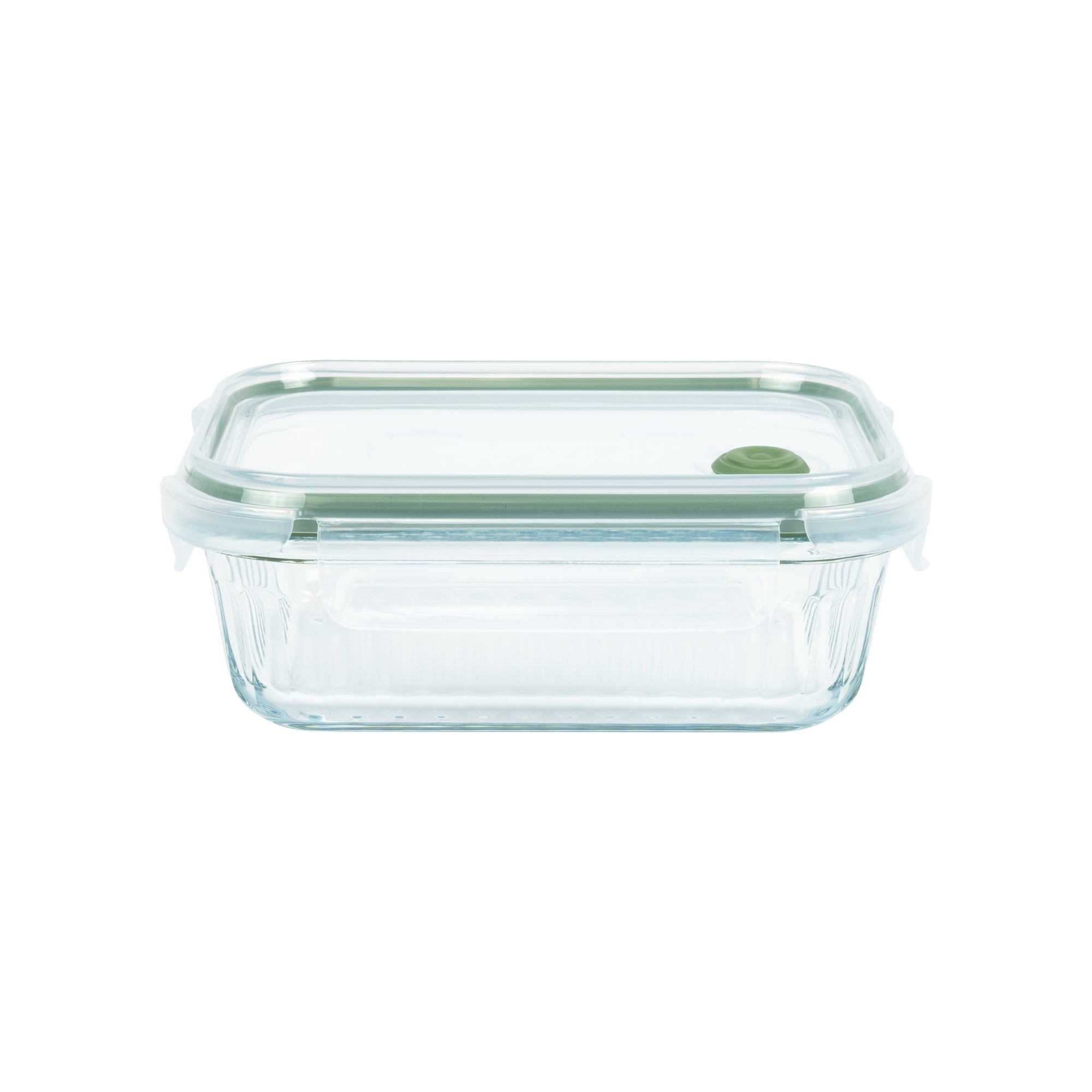 Wavy Glass Rectangle Food Storage, Dark Green - Vent