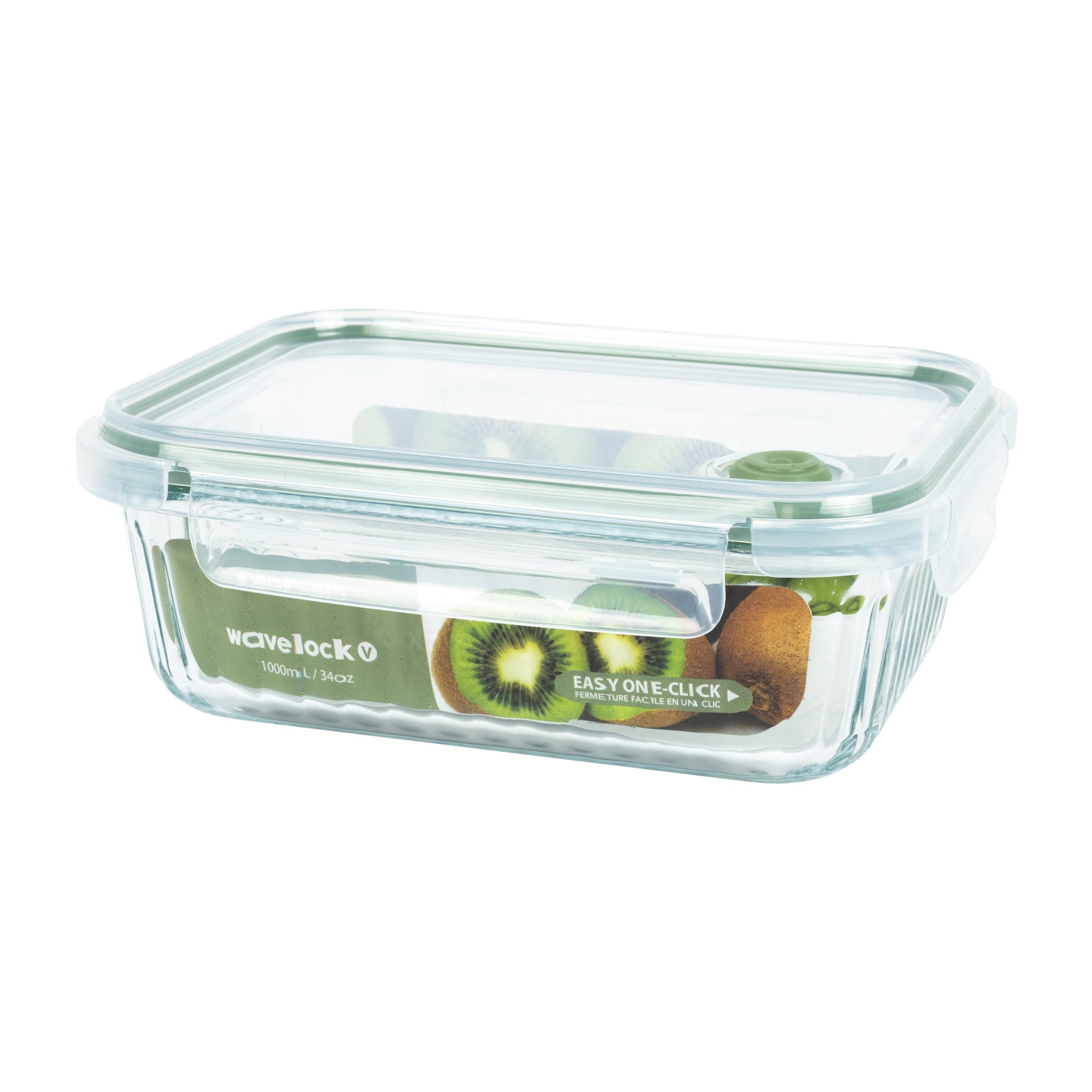 Wavy Glass Rectangle Food Storage, Dark Green - Vent